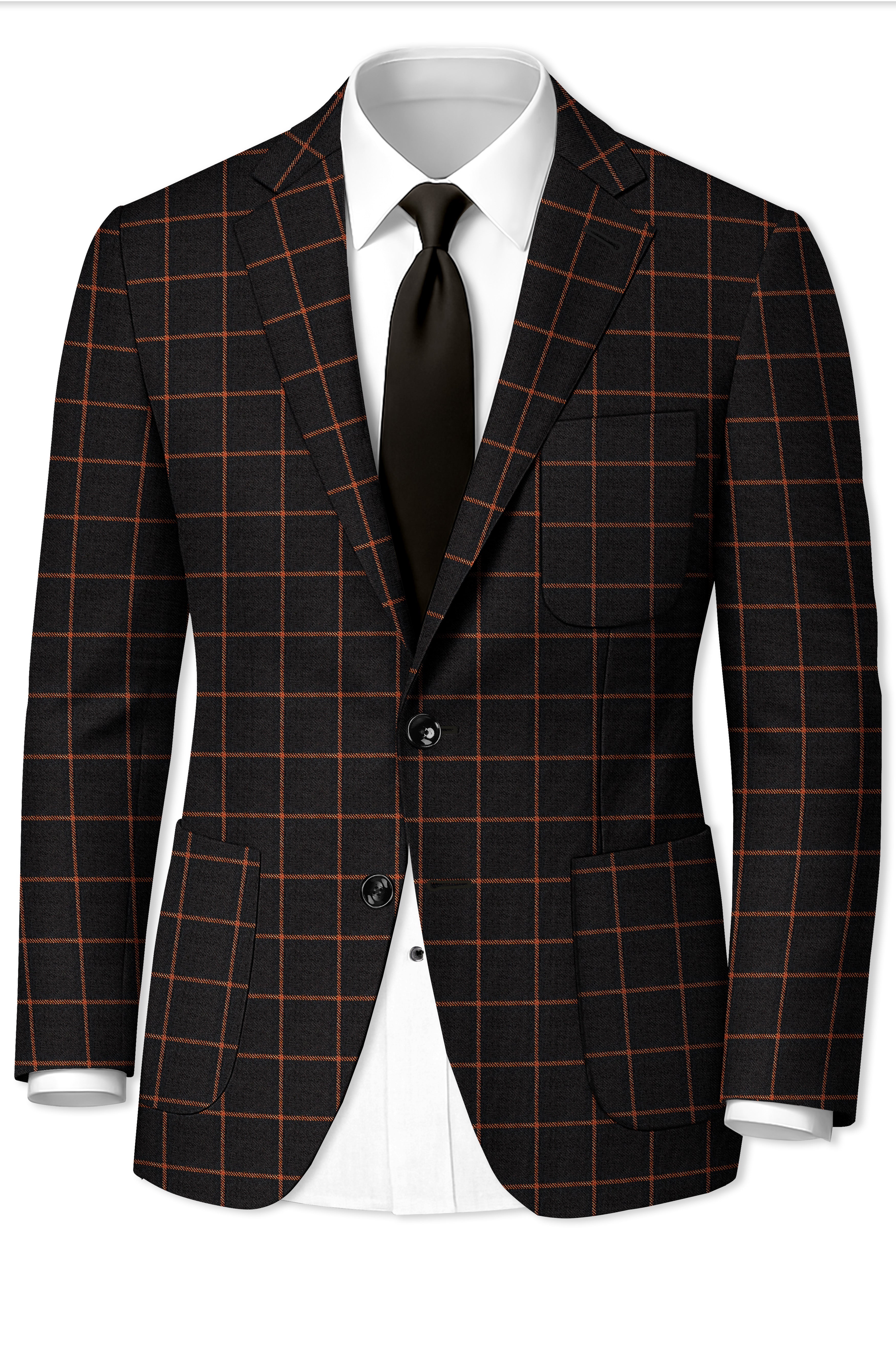 Jade Black with Potters Orange Windowpane Tweed Blazer
