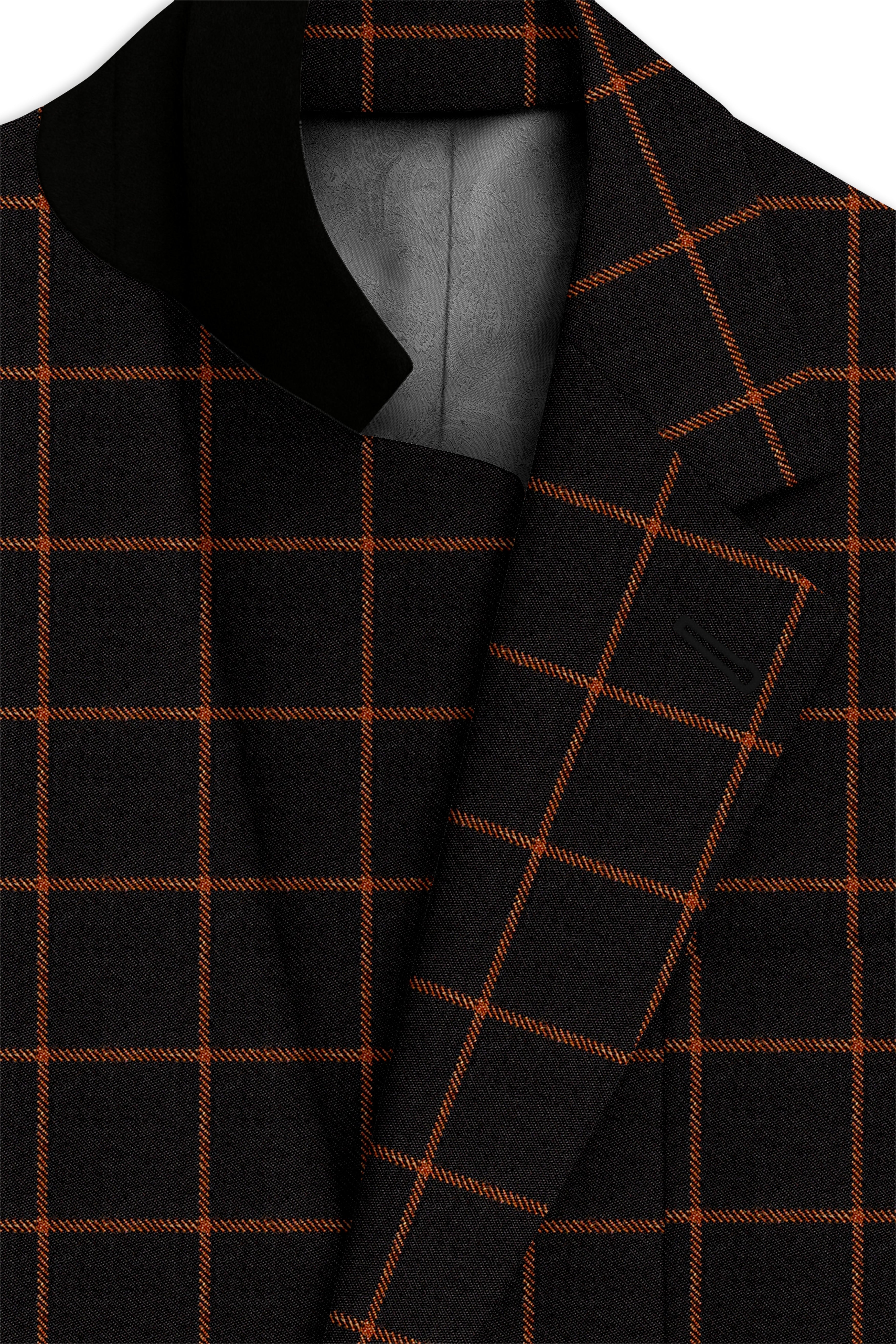 Jade Black with Potters Orange Windowpane Tweed Blazer