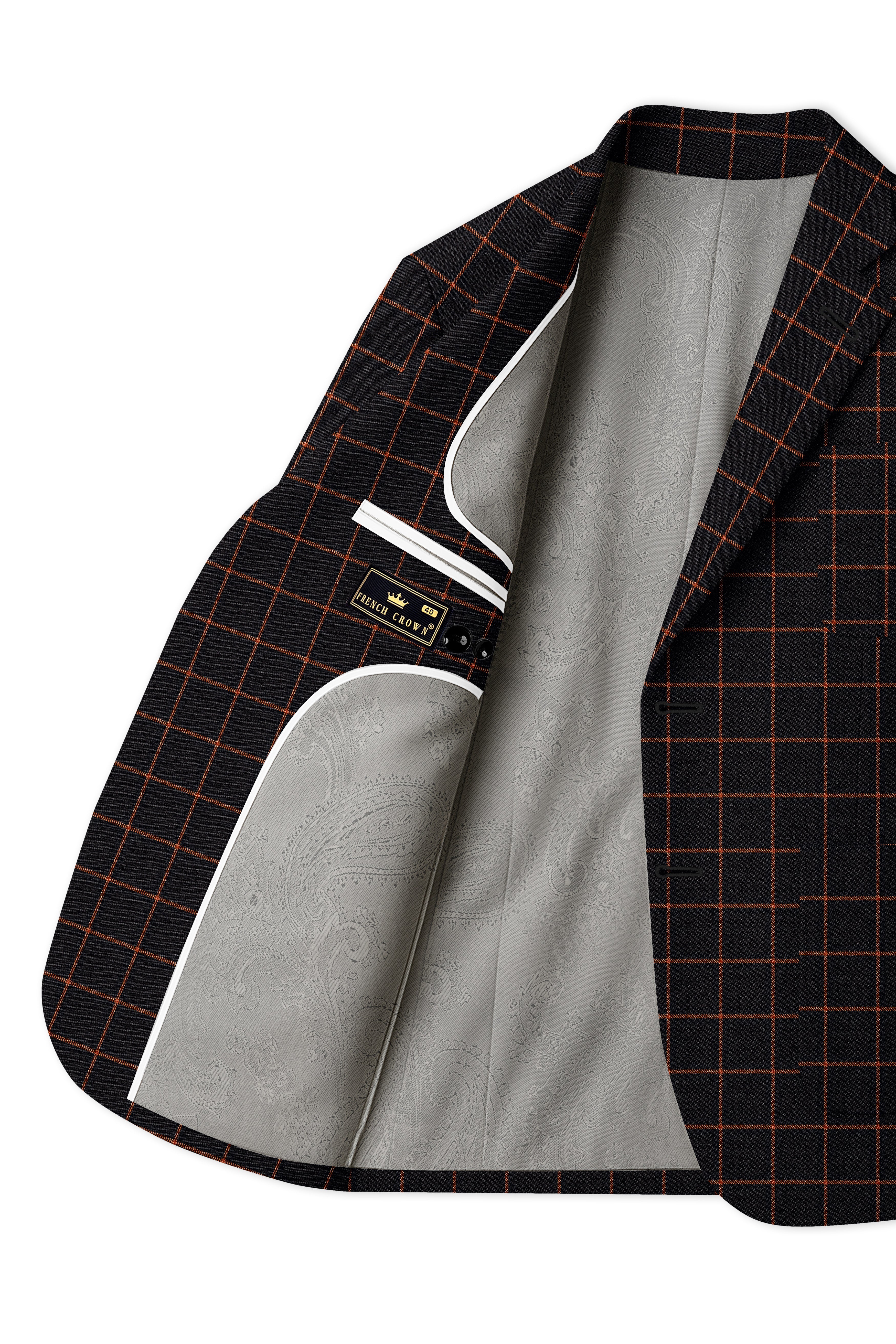 Jade Black with Potters Orange Windowpane Tweed Blazer