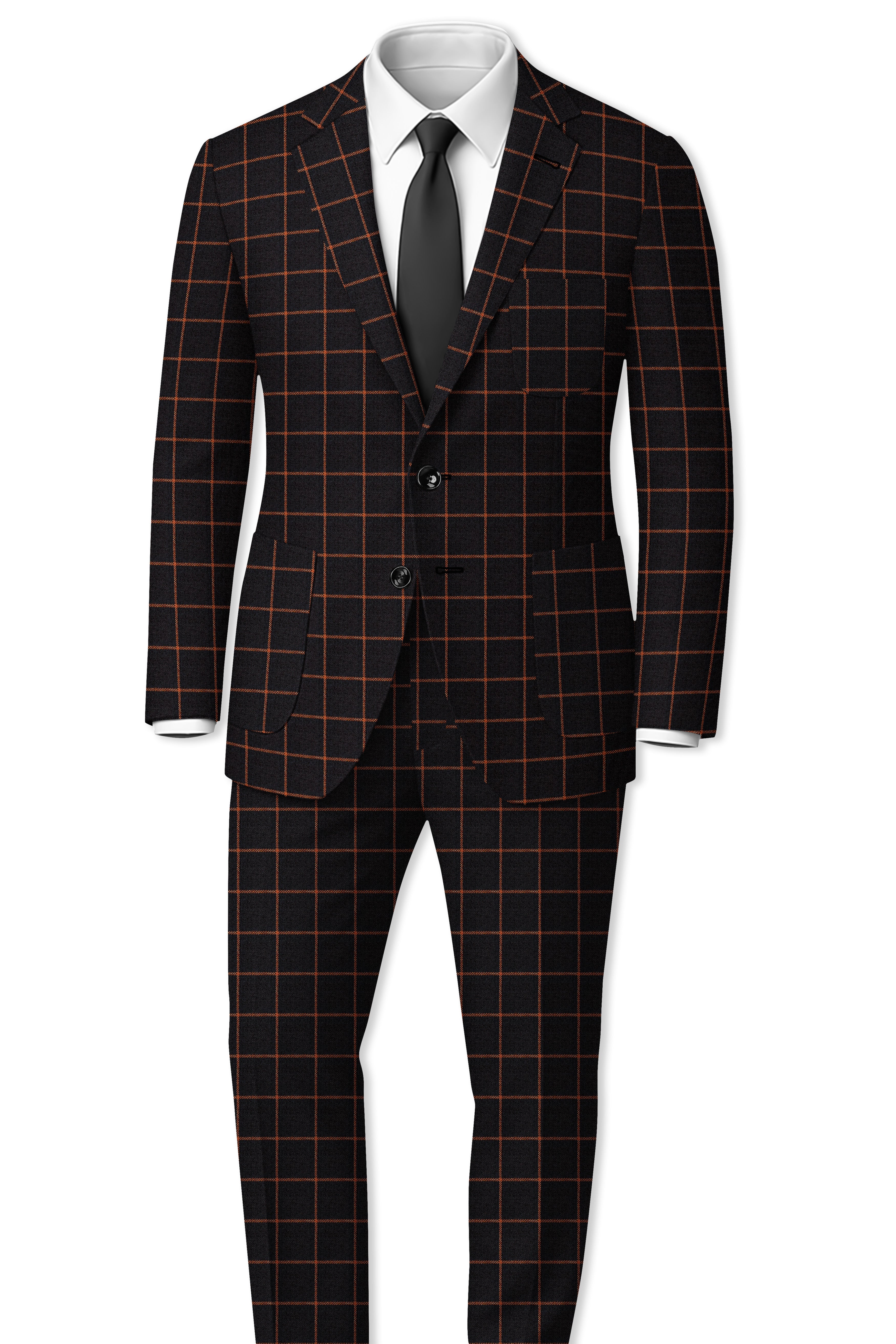 Jade Black with Potters Orange Windowpane Tweed Blazer