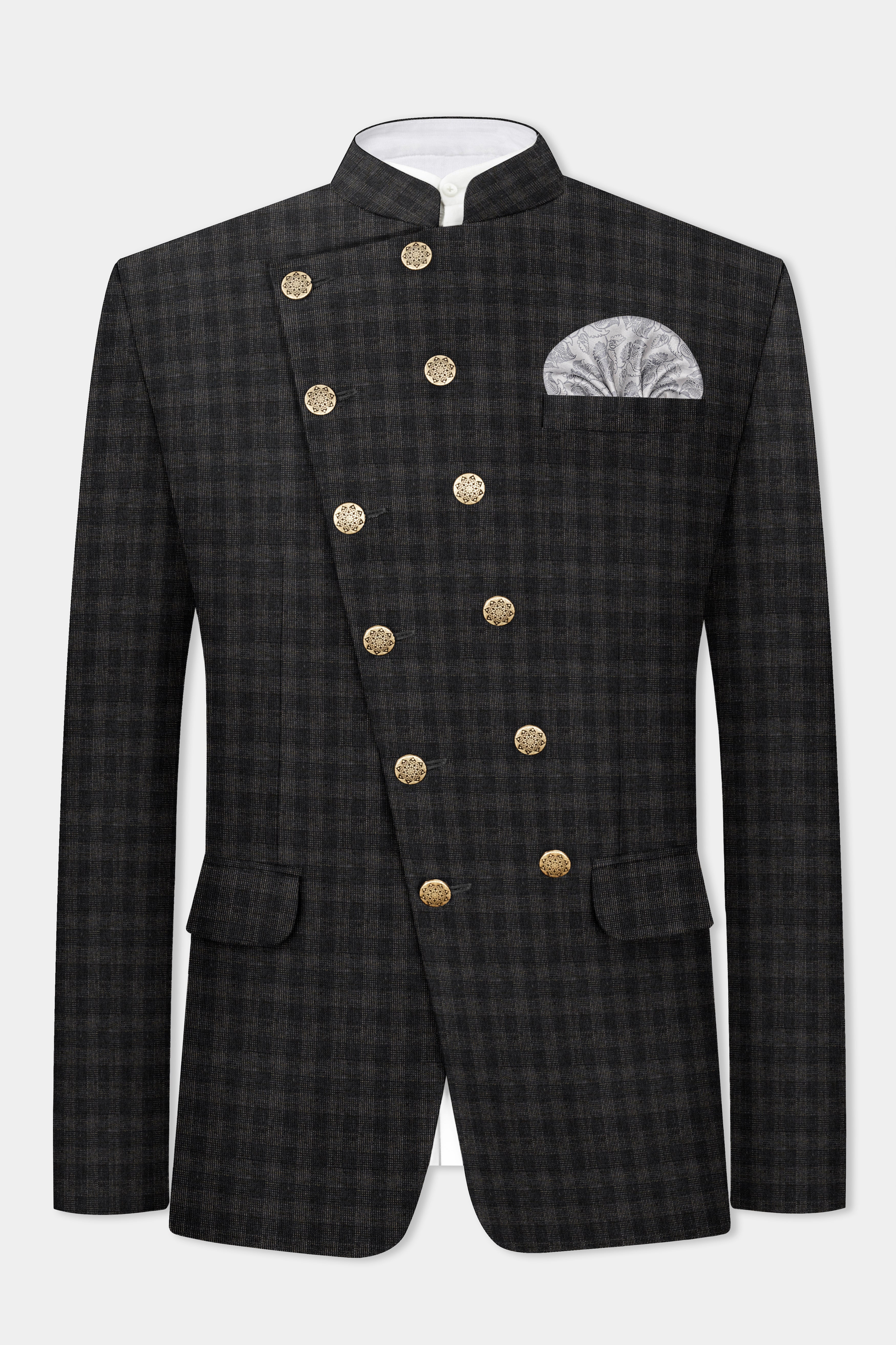 Thunder Gray Plaid Wool Rich Blazer