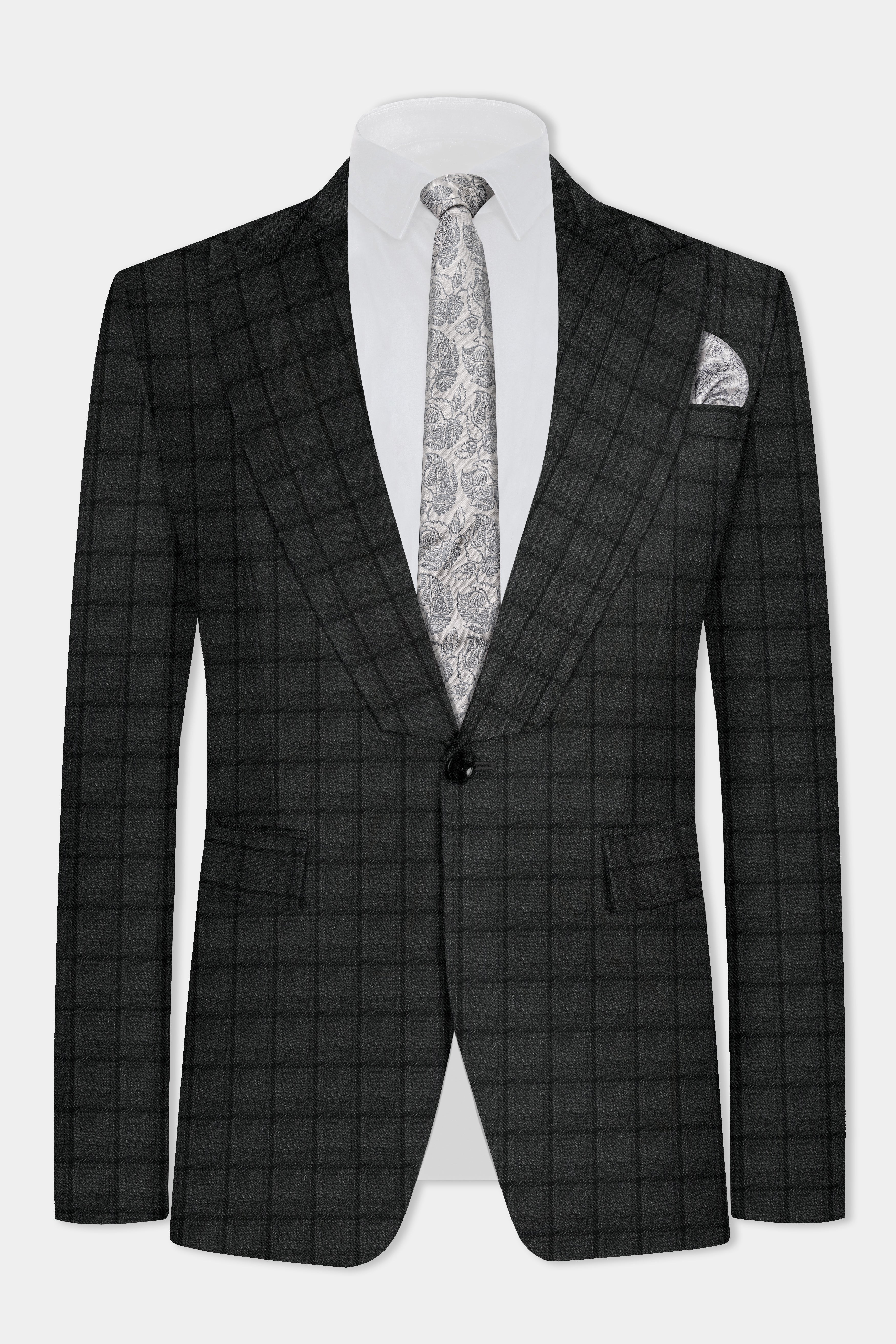 Zeus Gray Plaid Tweed Blazer