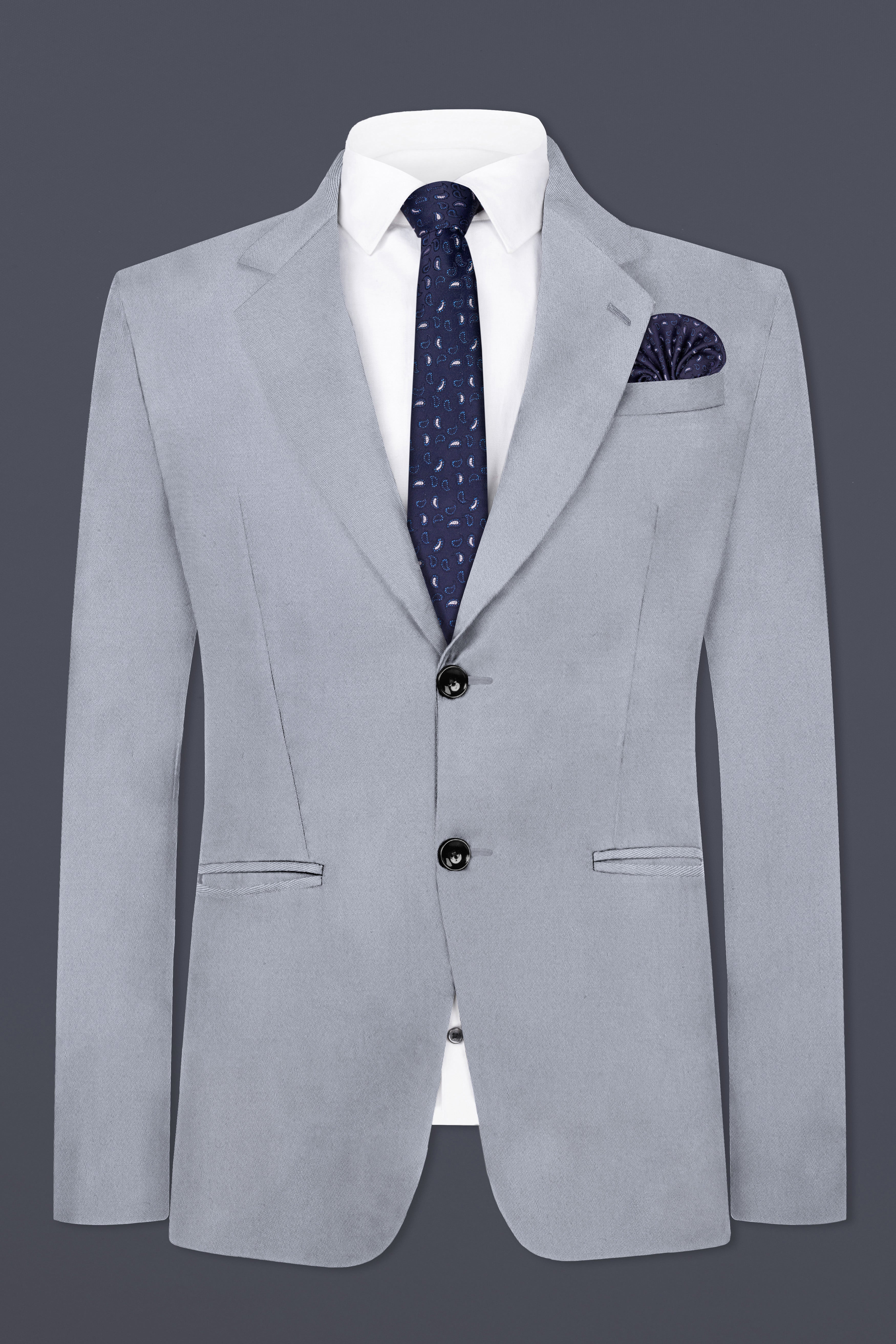 Cadet Grey Solid Premium Cotton Blazer