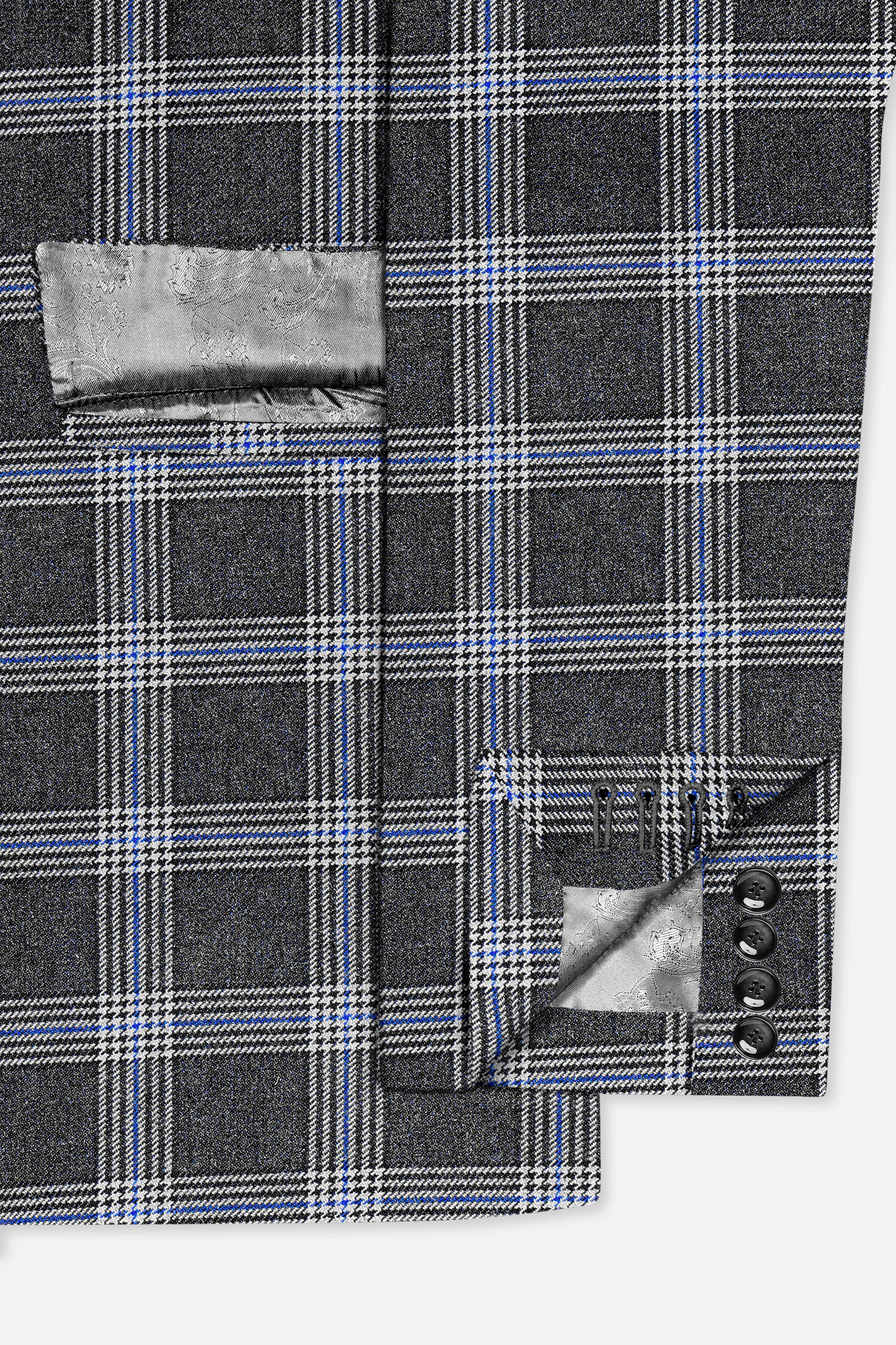 Iridium Gray Plaid Tweed Blazer