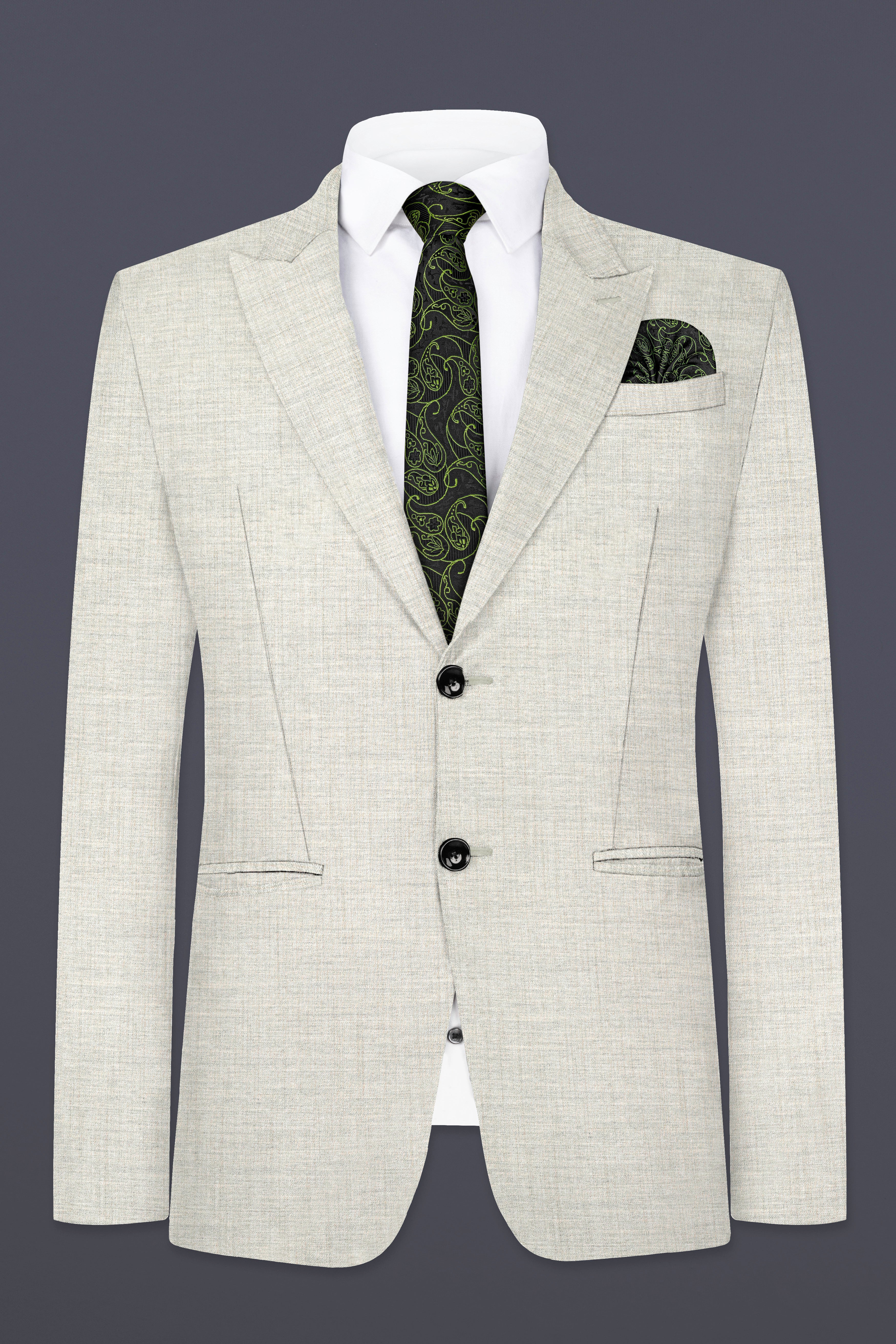 Spanish Gray Textured Wool Blend Blazer