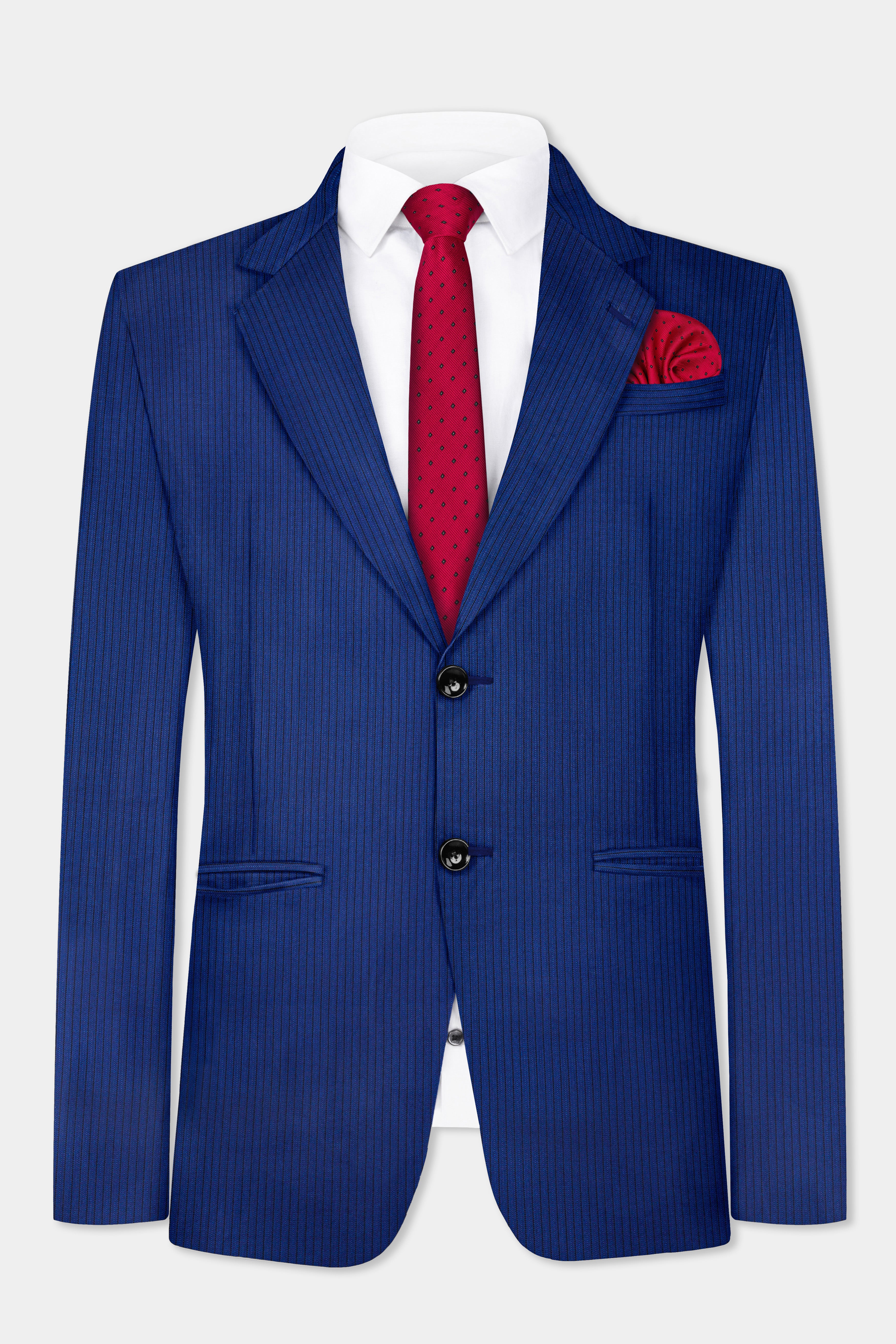 Bunting Blue Striped Wool Blend Blazer