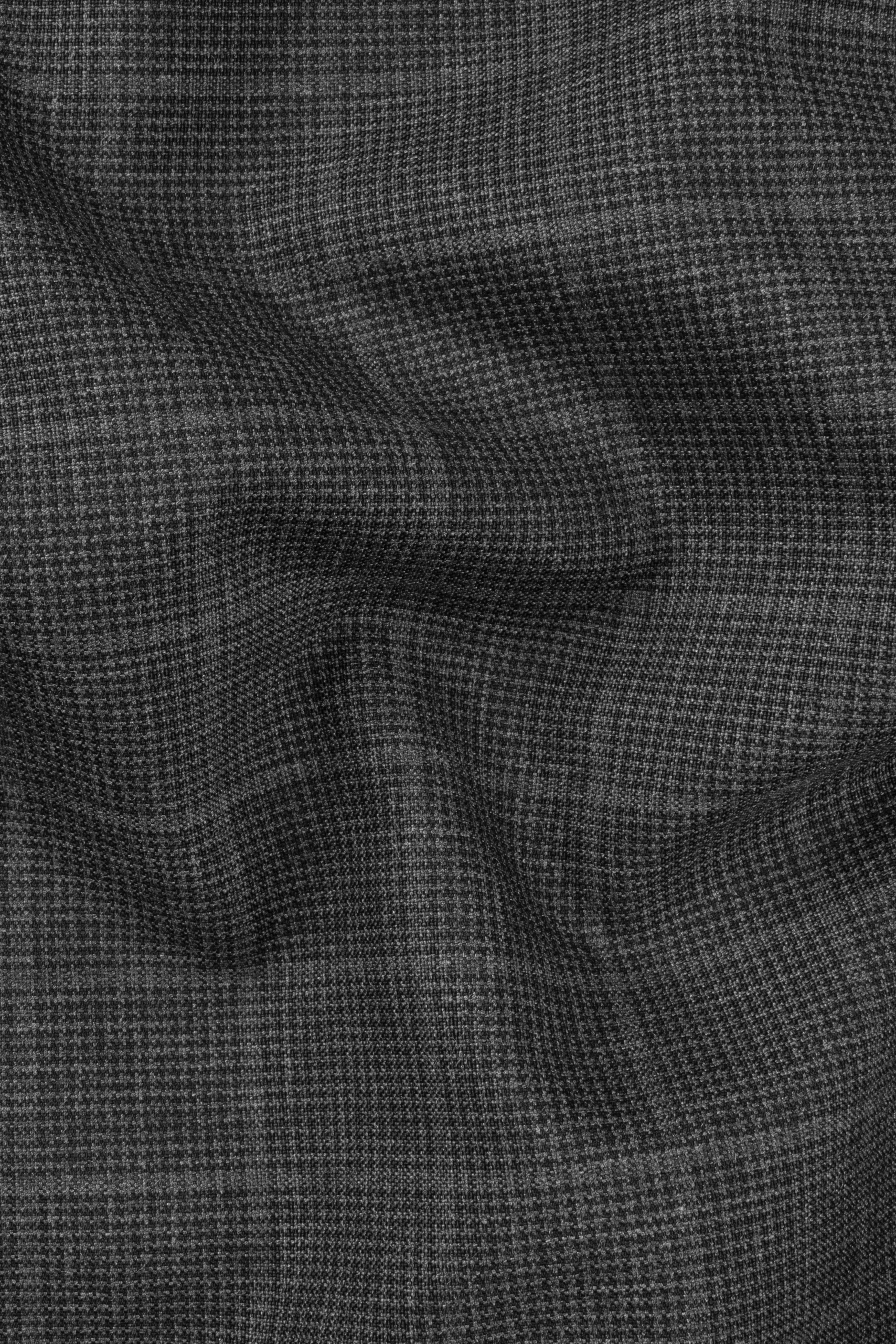 Iridium Gray Plaid Wool Blend Single Breasted Blazer