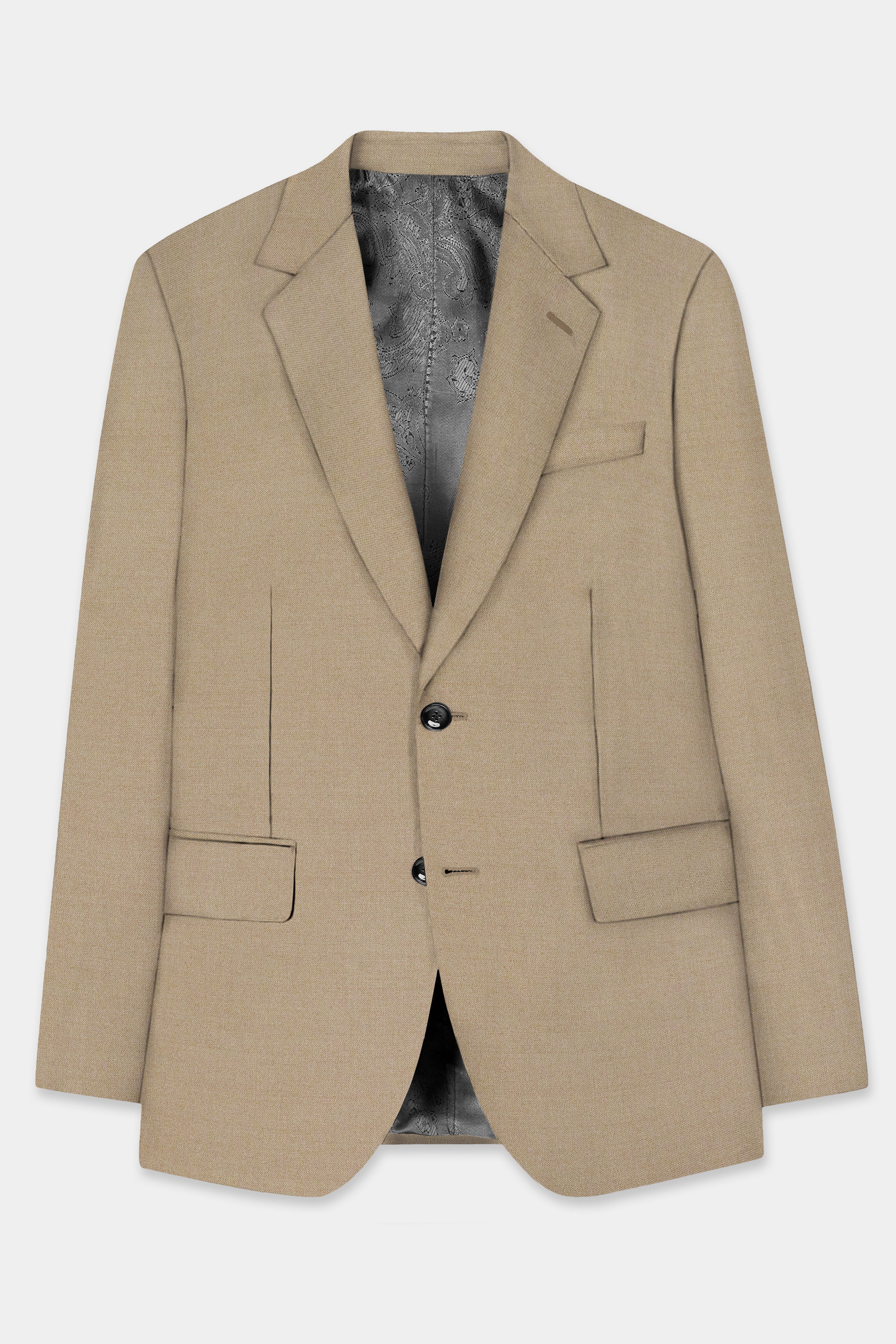 Hillary Cream Solid Wool Blend Single Breasted Blazer