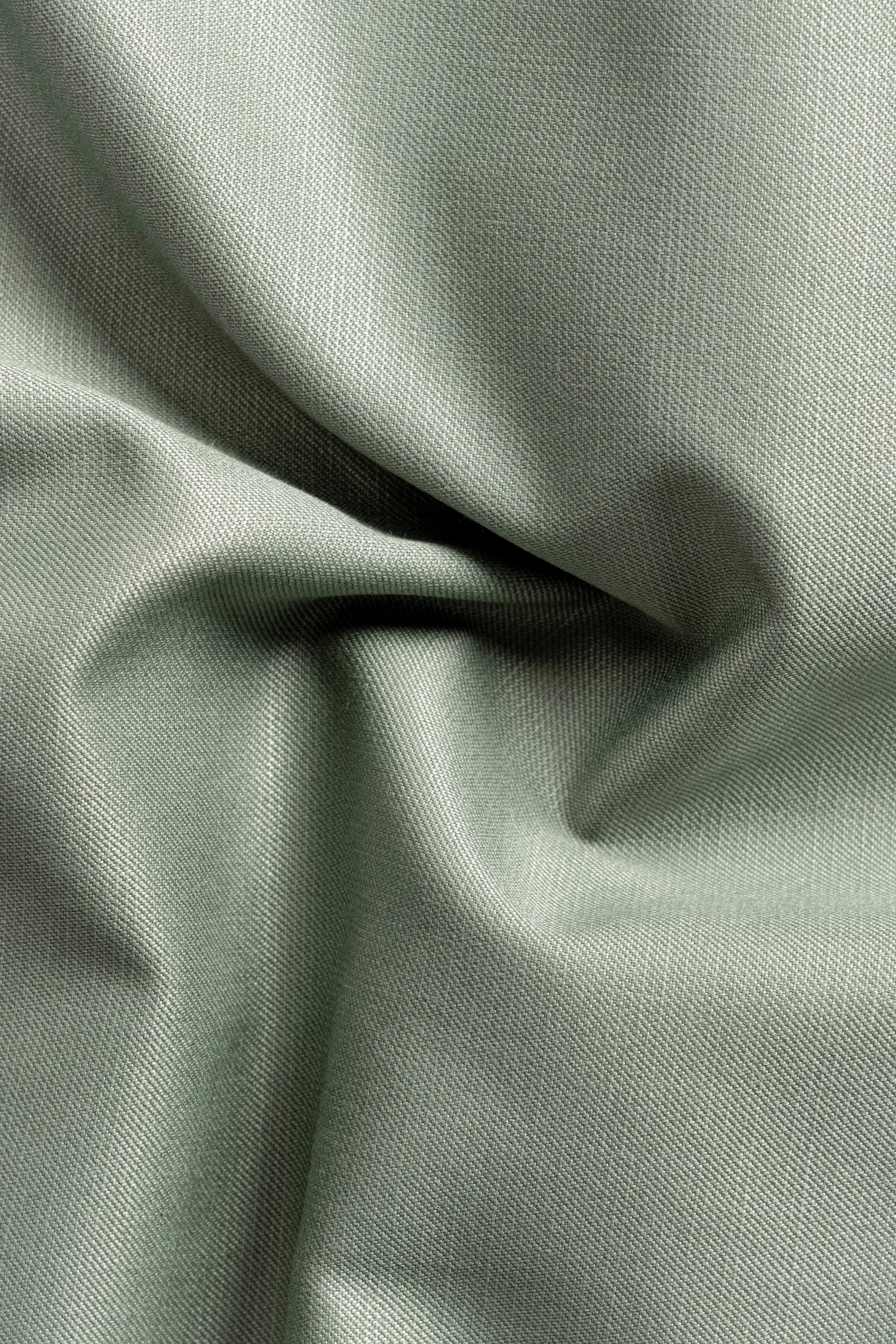 Spanish Green Solid Wool Rich Single Breasted Slight Stretch Blazer