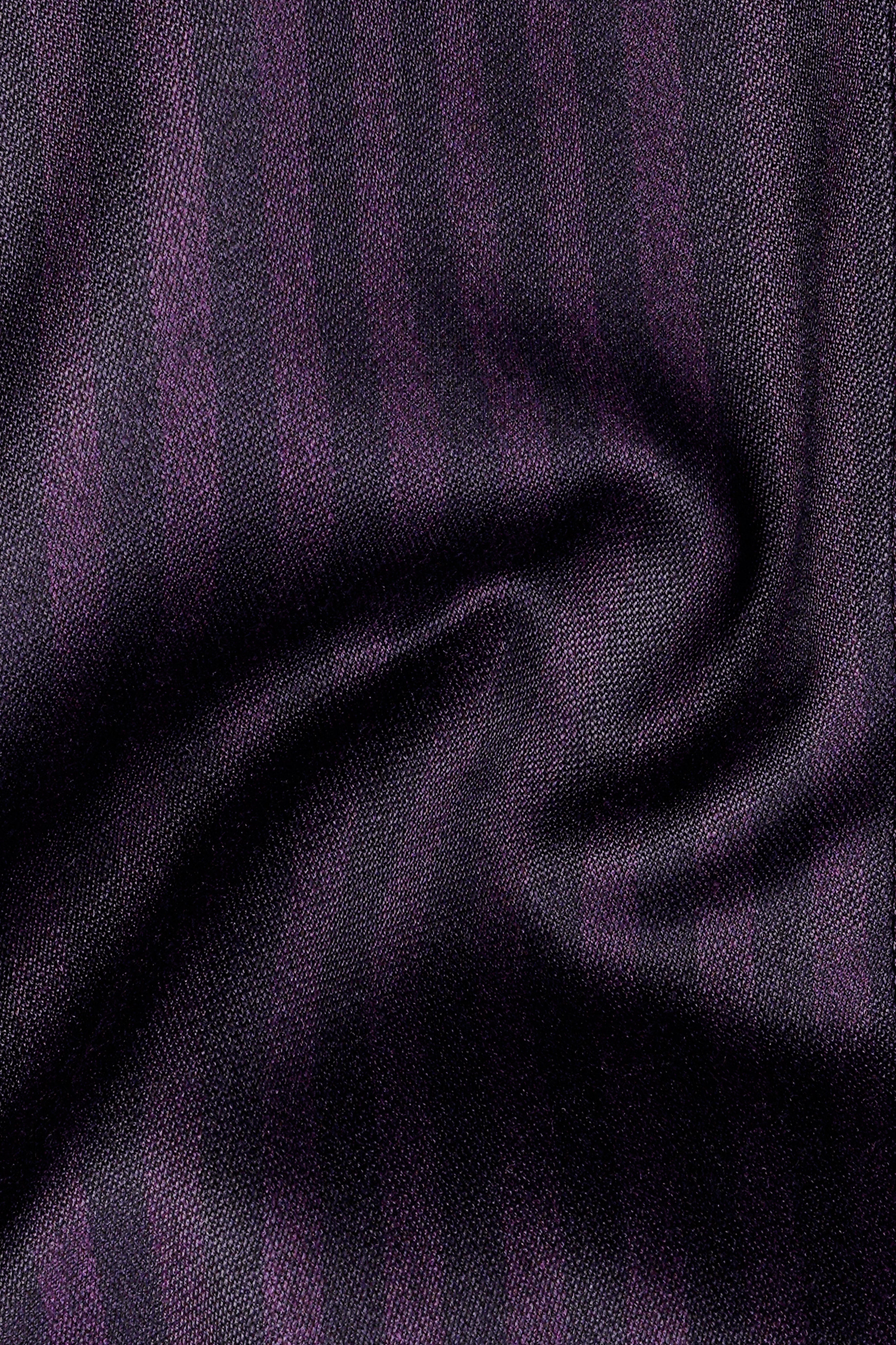 Byzantium Purple And Jade Black Striped Wool Rich Double Breasted Blazer