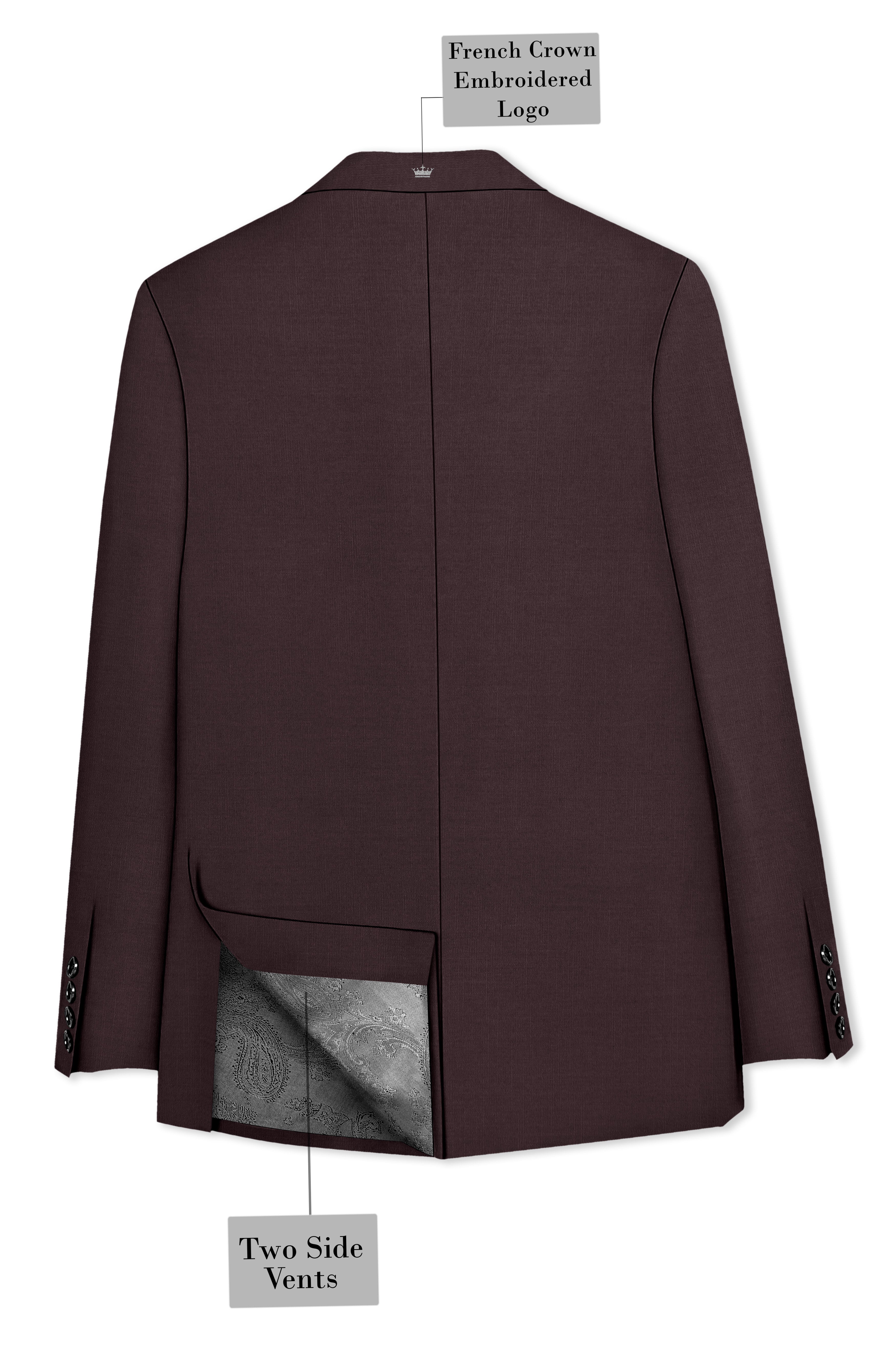 Espresso-Hickory Brown Solid Wool Rich Peak Lapel Tuxedo Slight Stretch Blazer