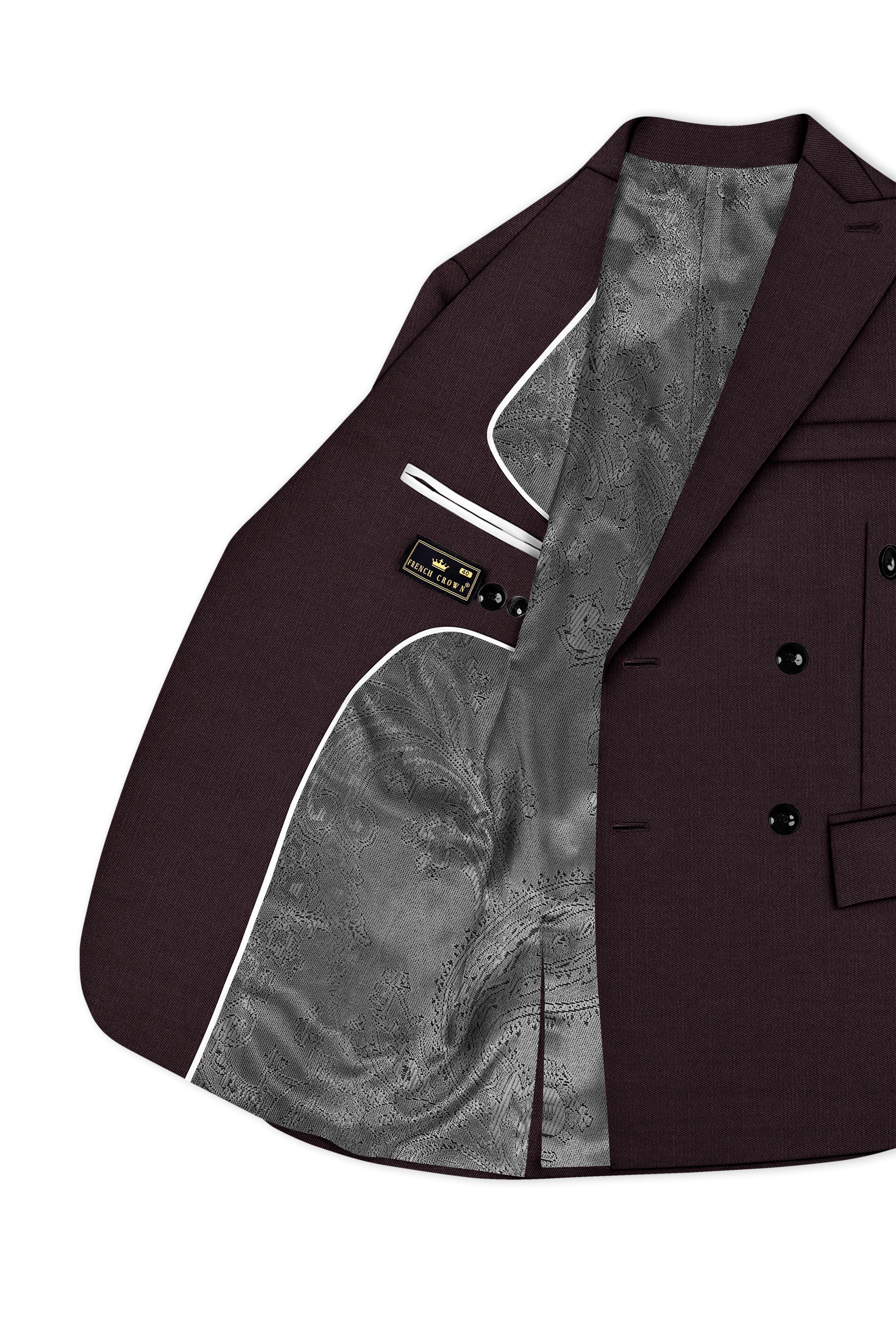 Espresso-Hickory Brown Solid Wool Rich Double Breasted Slight Stretch Blazer