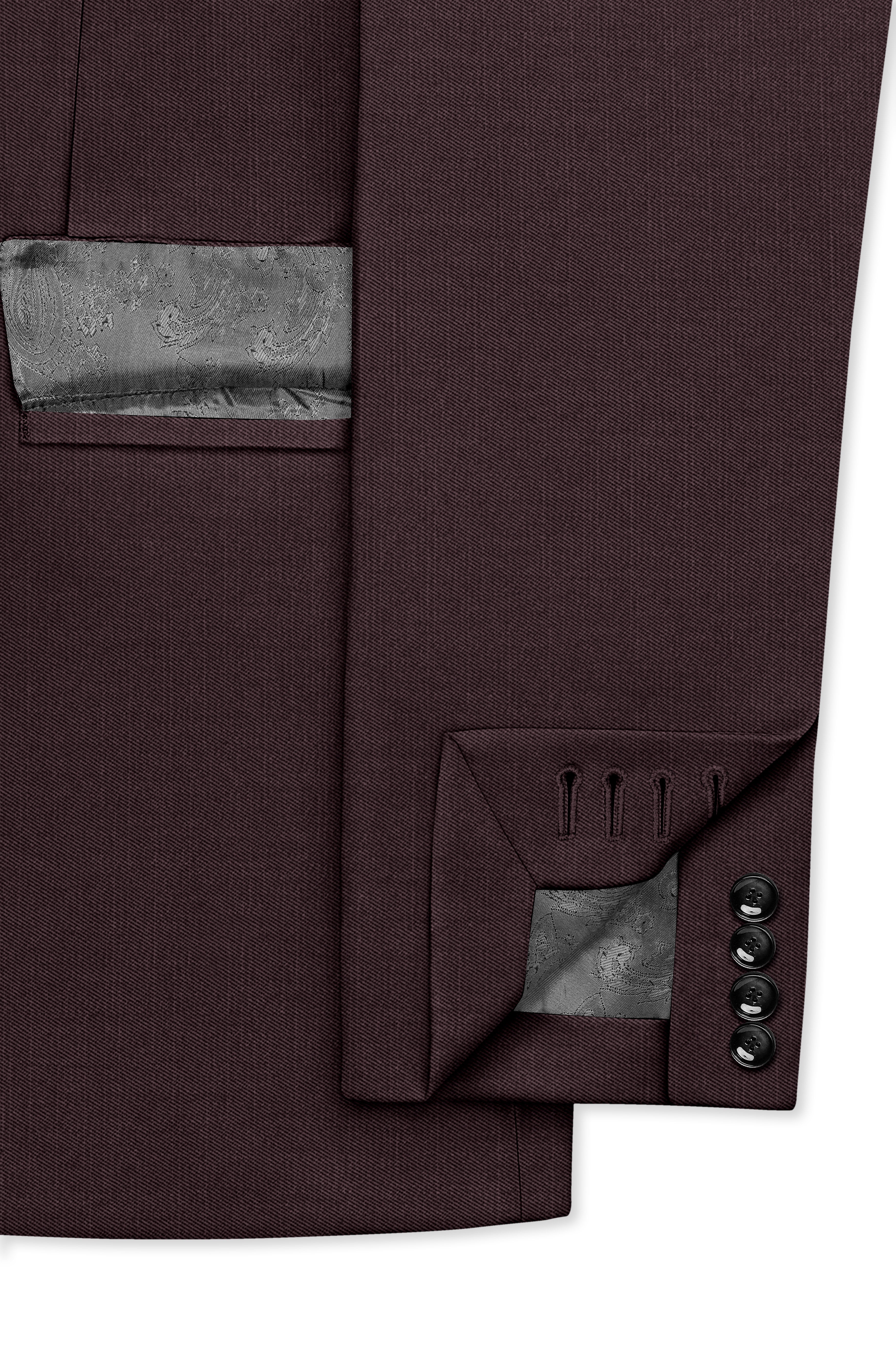 Espresso-Hickory Brown Solid Wool Rich Double Breasted Slight Stretch Blazer