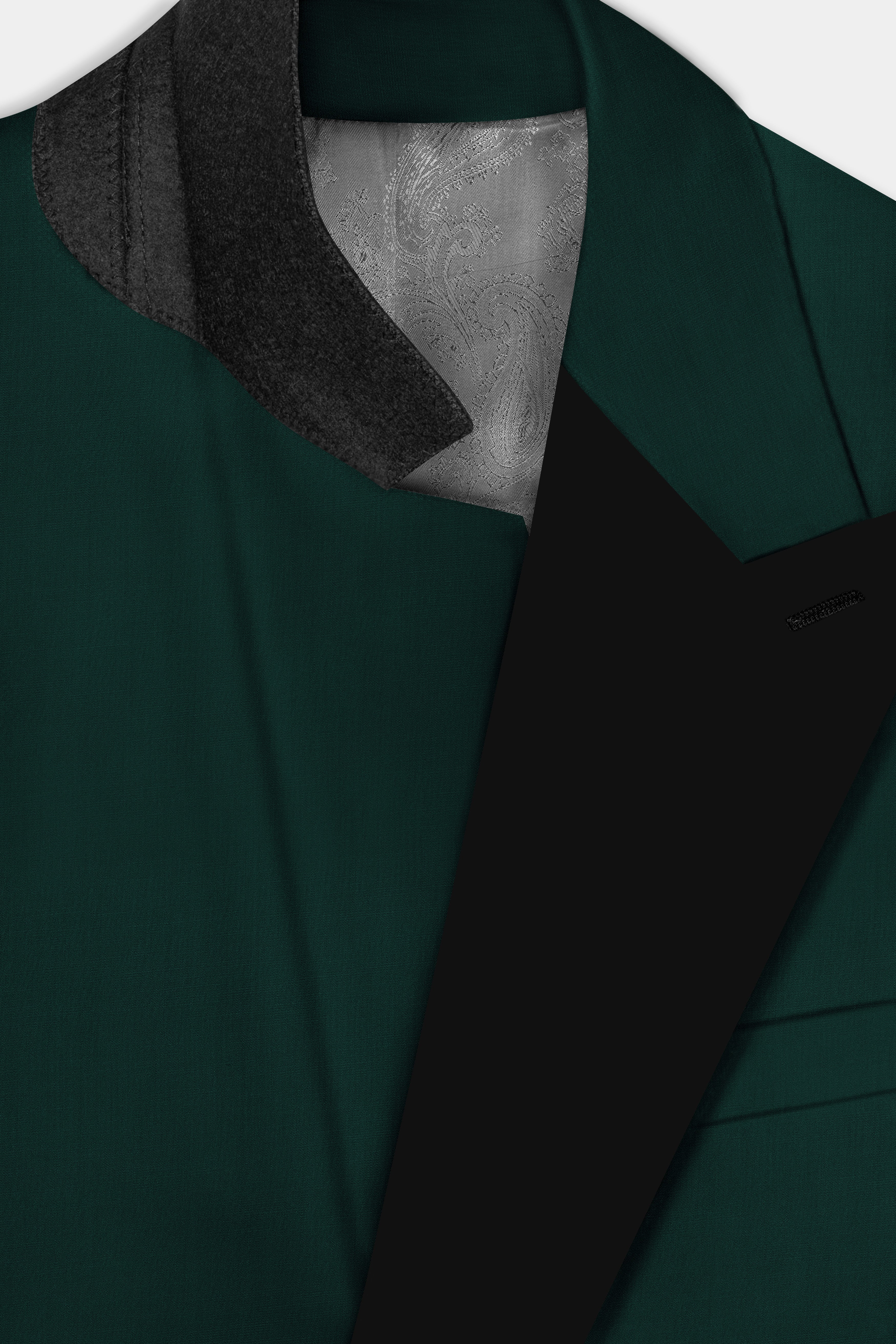 Emerald-Zucchini Green Solid Wool Rich Peak Lapel Tuxedo Slight Stretch Blazer