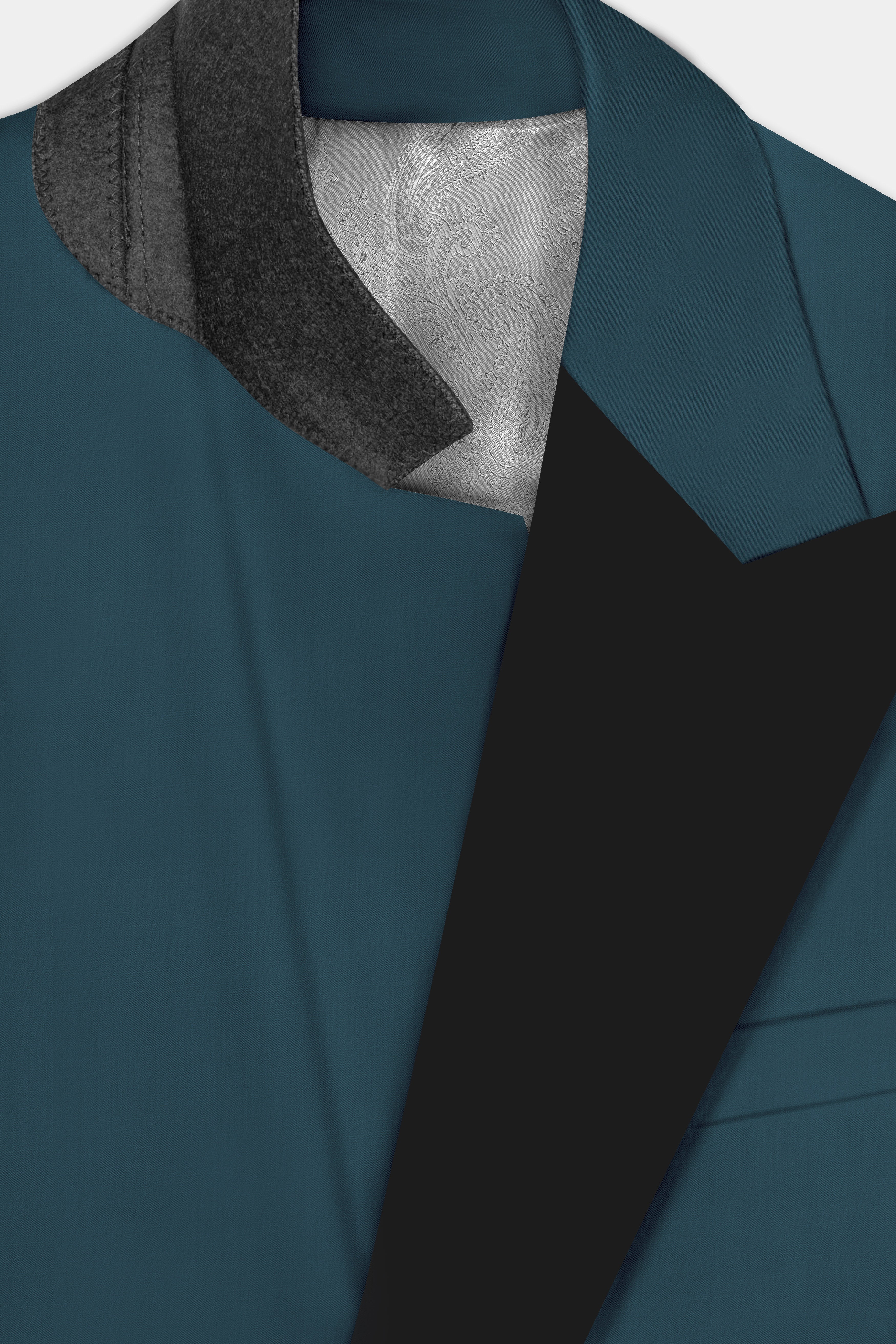 Prestige-Dianne Green Solid Wool Rich Peak Lapel Tuxedo Slight Stretch Blazer