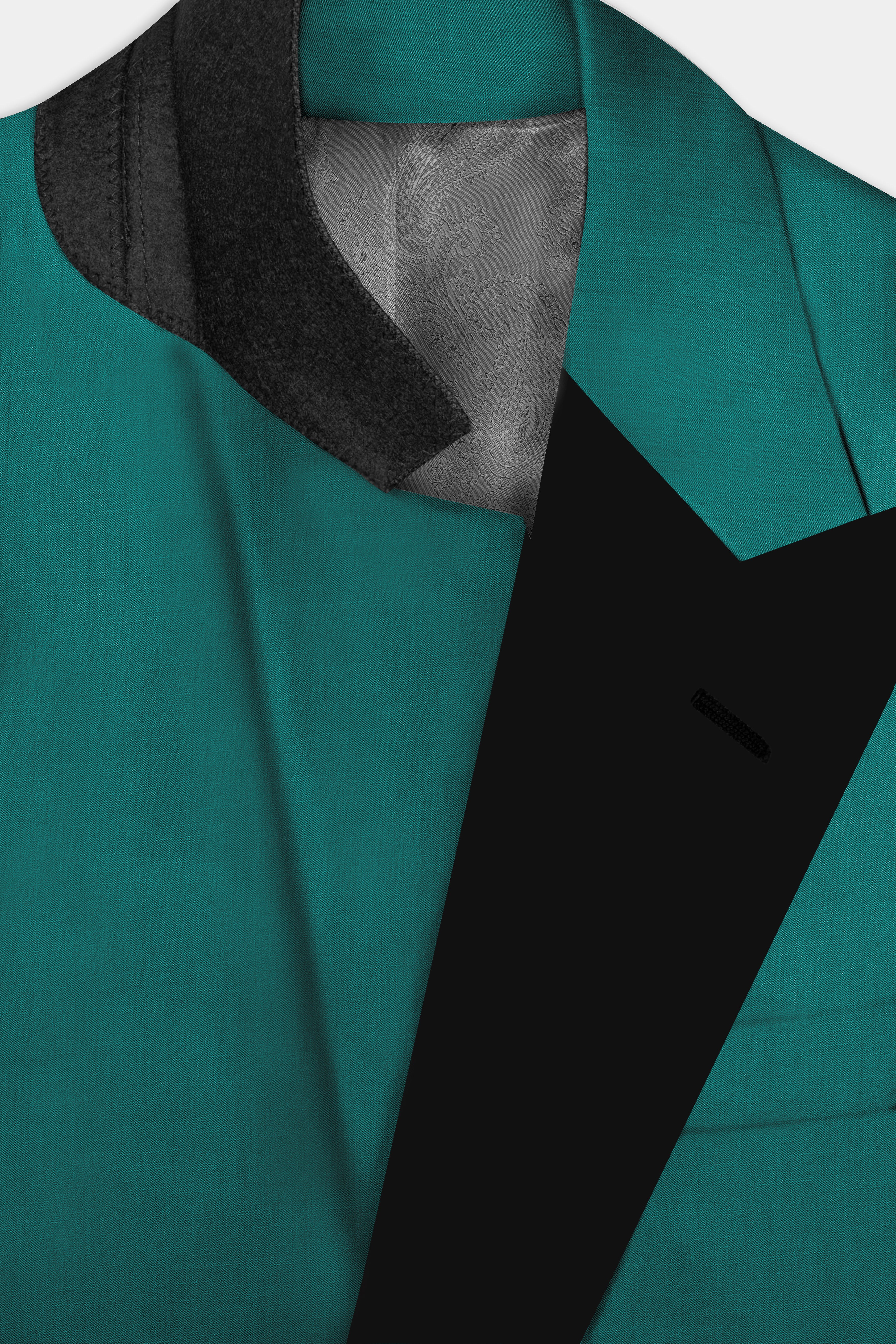 Verdant Classic-Surfie Green Solid Wool Rich Peak Lapel Tuxedo Slight Stretch Blazer