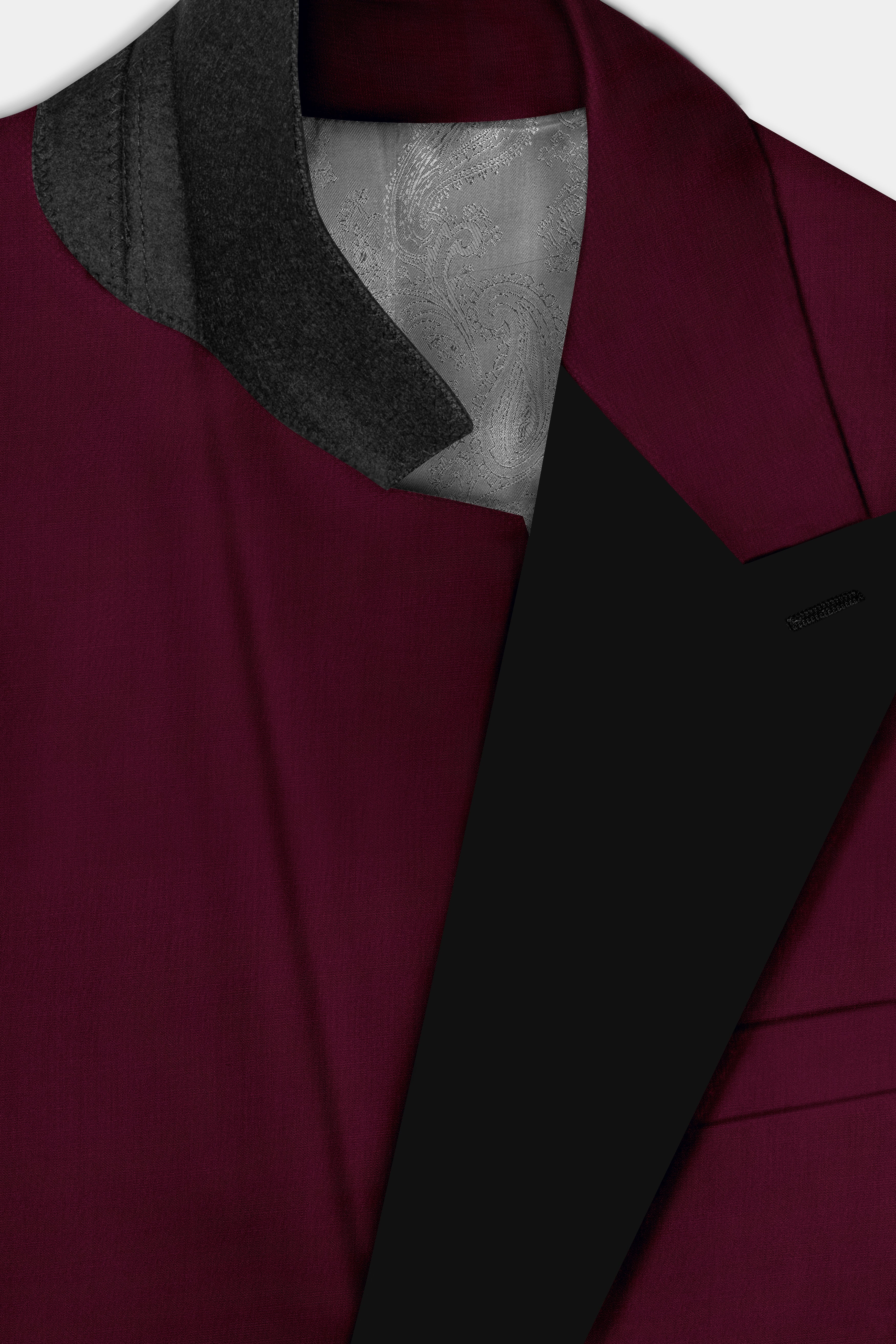 Regal Maroon-Tamarind Solid Wool Rich Peak Lapel Tuxedo Slight Stretch Blazer