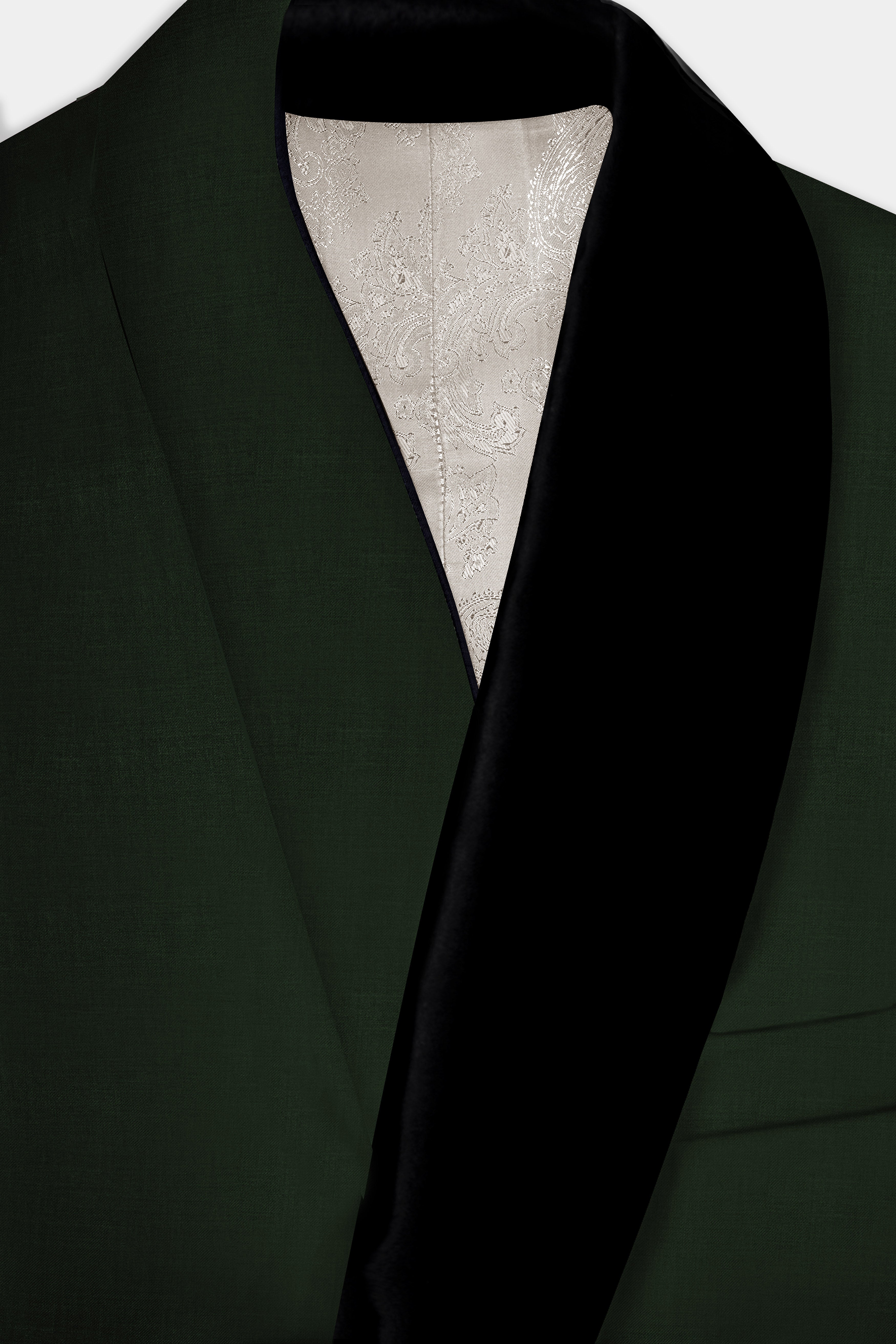 Verdant Majesty-Juniper Green Solid Wool Rich Tuxedo Slight Stretch Blazer
