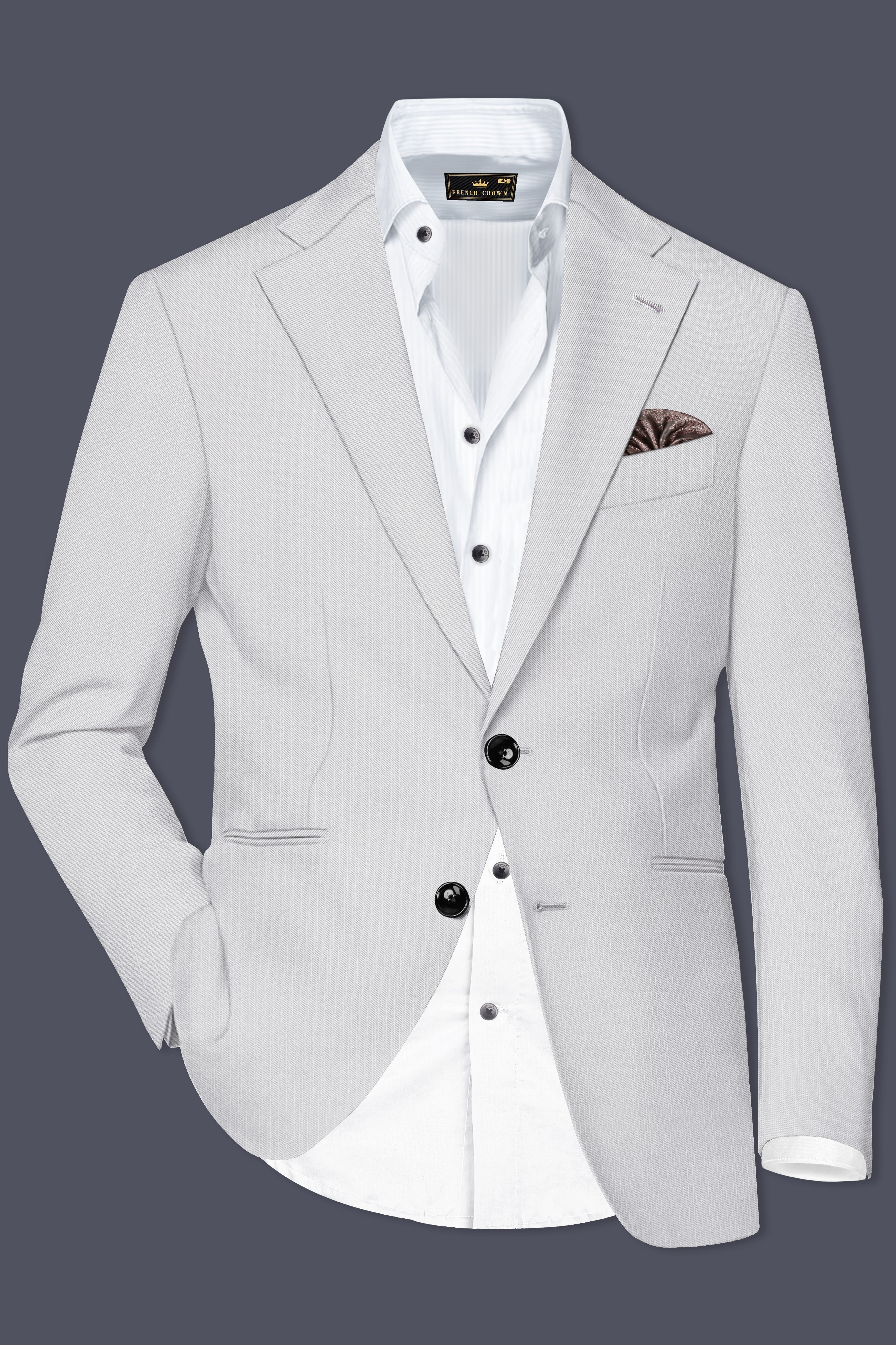 Granite-Alto Gray Solid Wool Rich Single Breasted Slight Stretch Blazer