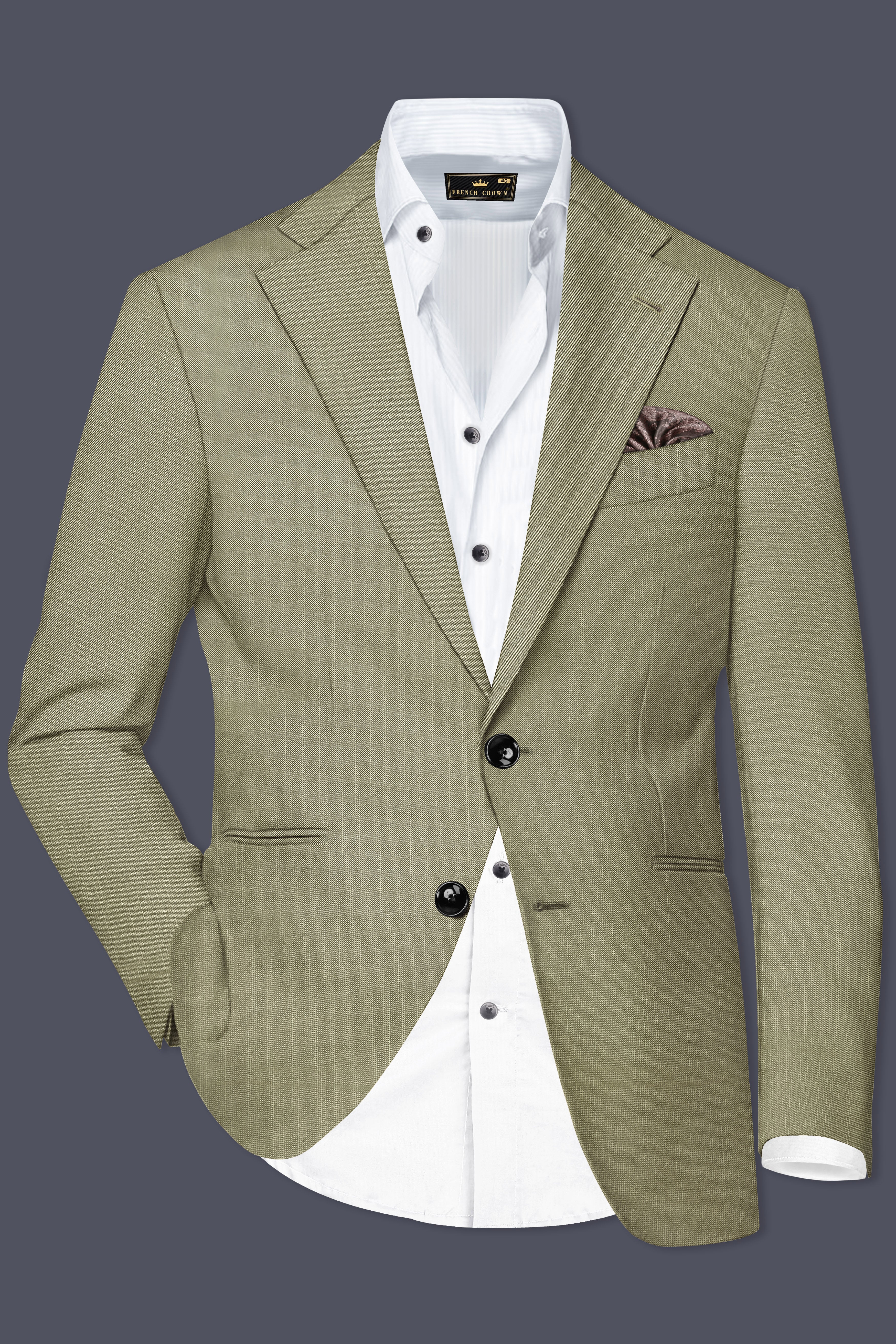Citron-Lemon Grass Green Solid Wool Rich Single Breasted Slight Stretch Blazer