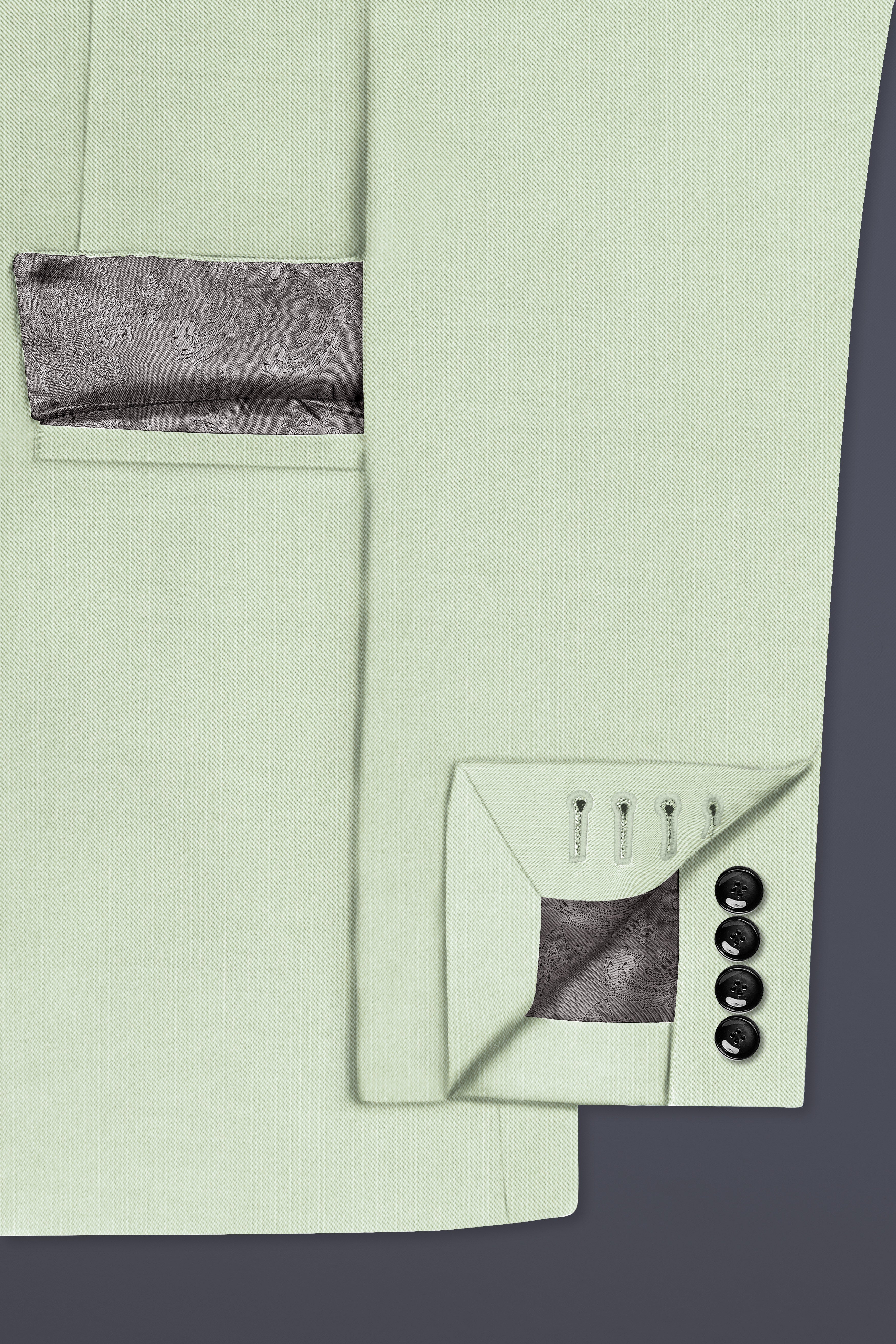 Lichen-Norway Green Solid Wool Rich Single Breasted Slight Stretch Blazer