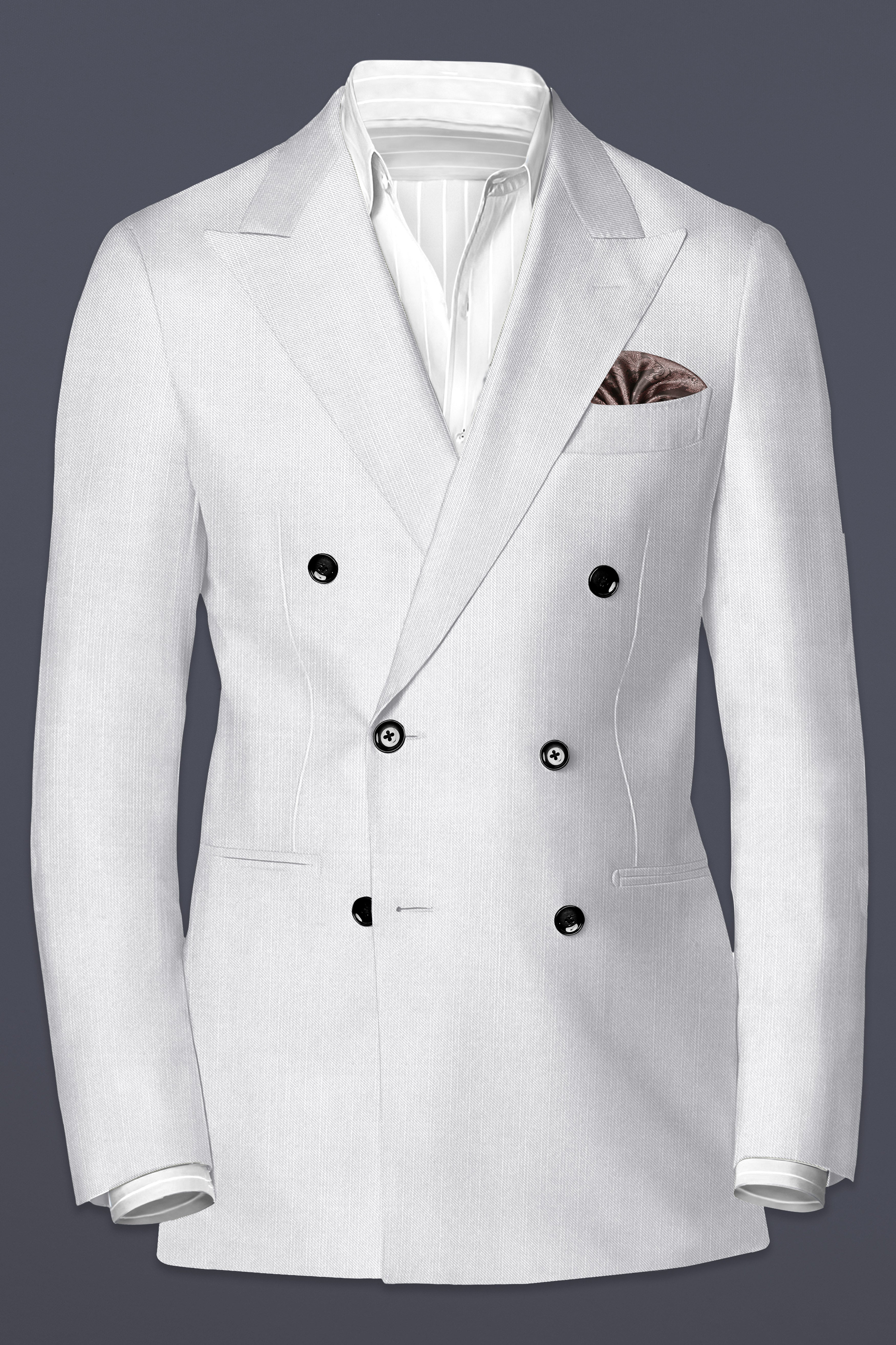 Granite-Alto Gray Solid Wool Rich Double Breasted Slight Stretch Blazer