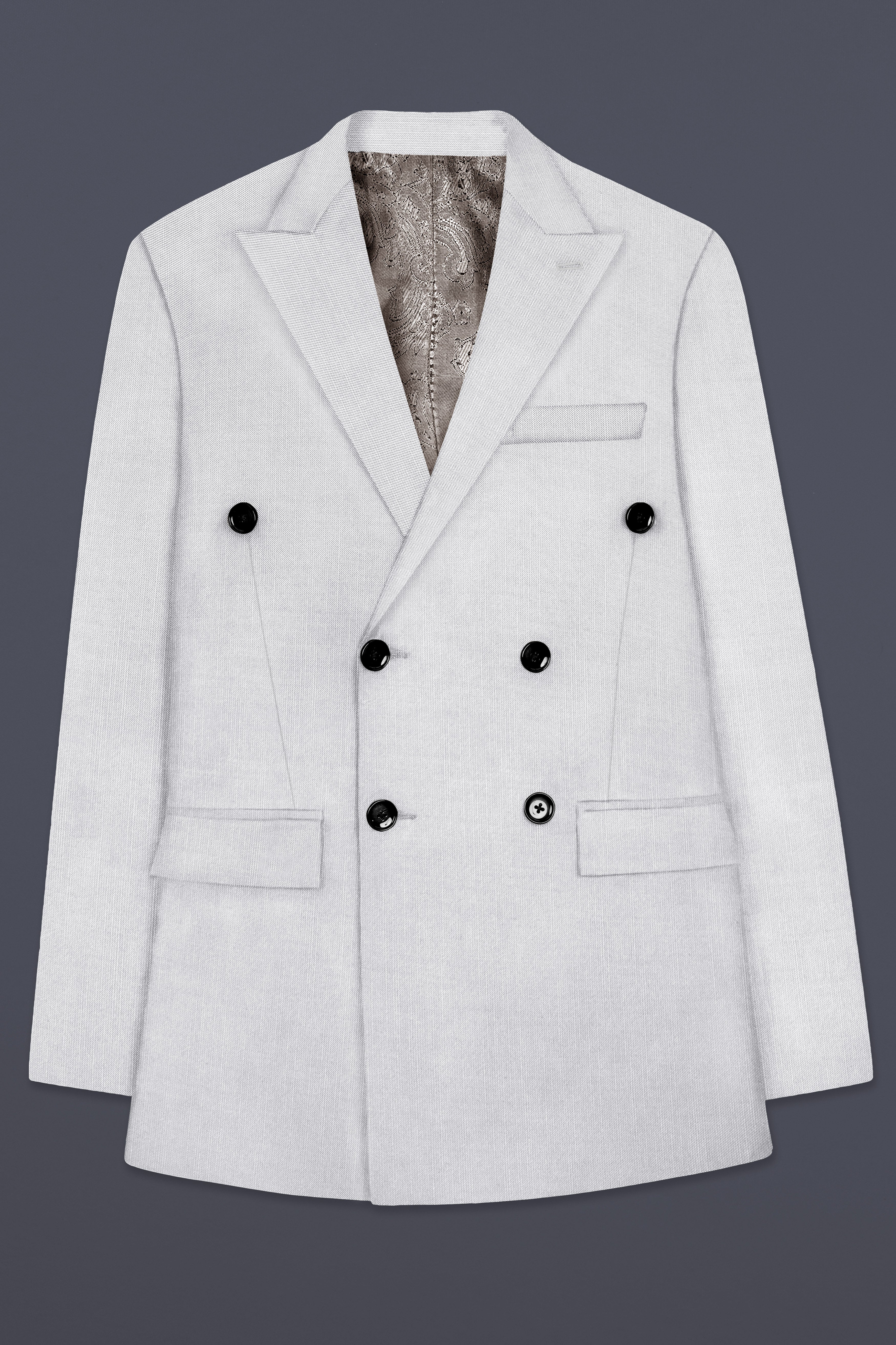 Granite-Alto Gray Solid Wool Rich Double Breasted Slight Stretch Blazer