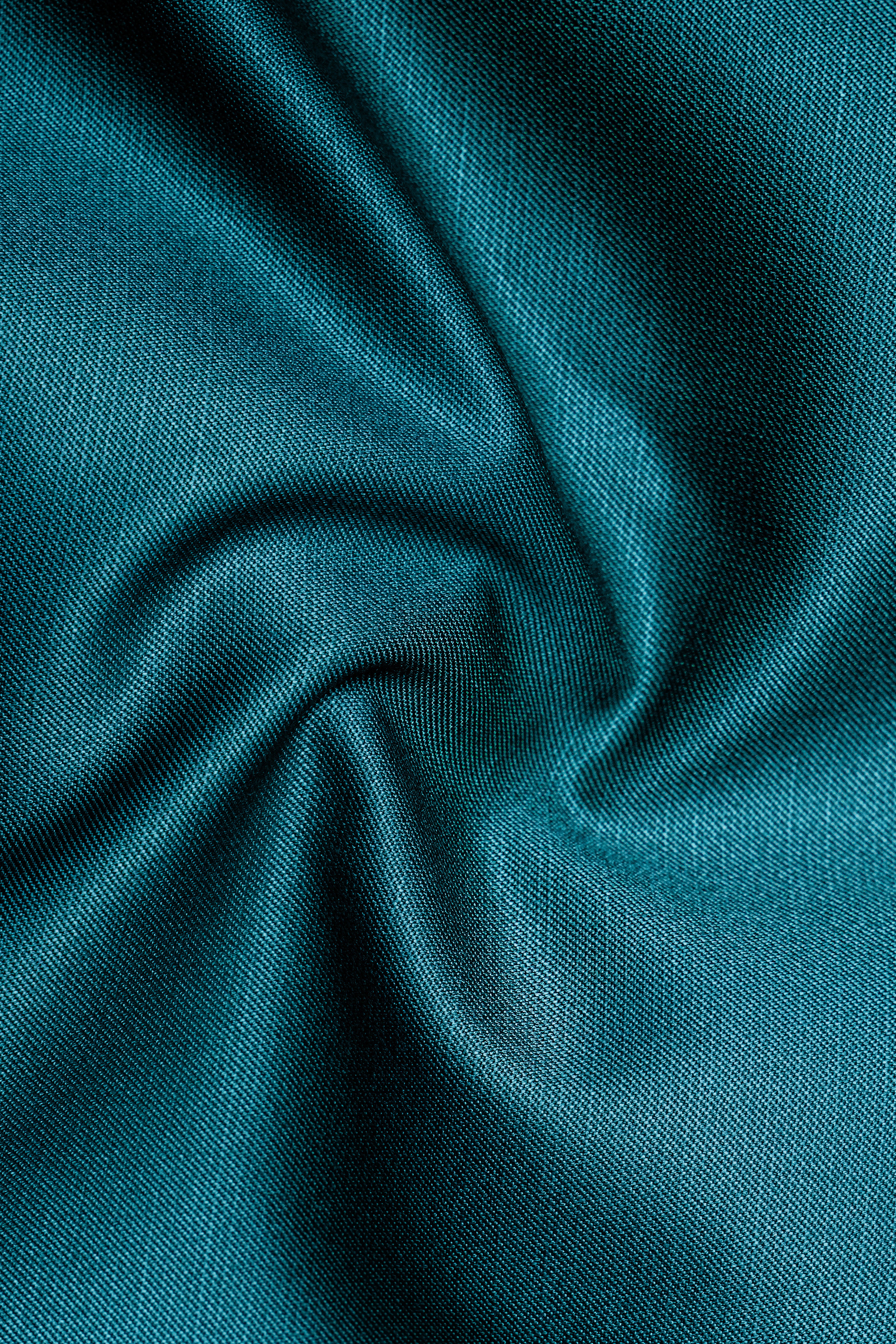 Sapphire-Peacock Blue Solid Wool Rich Double Breasted Slight Stretch Blazer