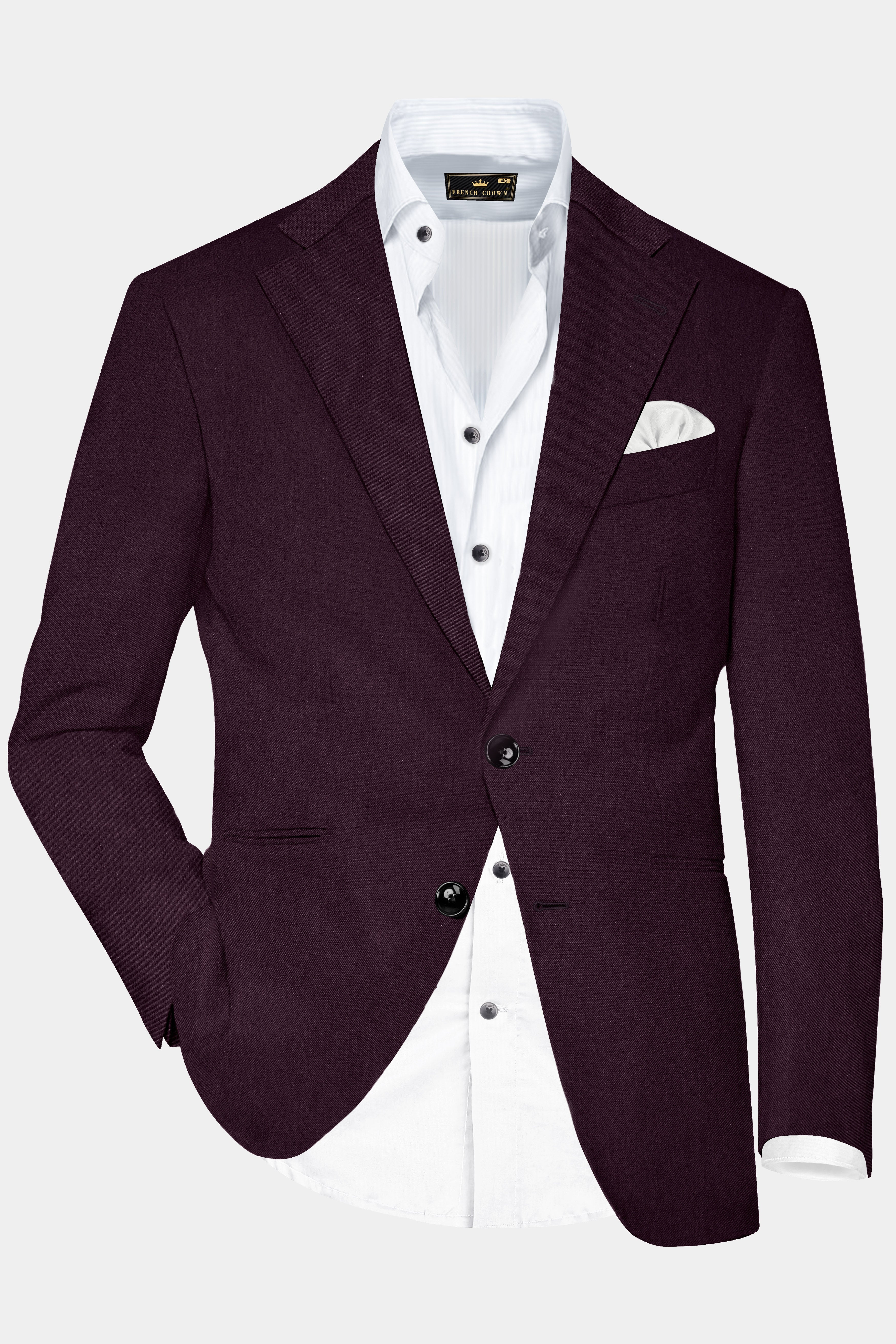 Zambezi Purple Solid Cotton Single Breasted Blazer