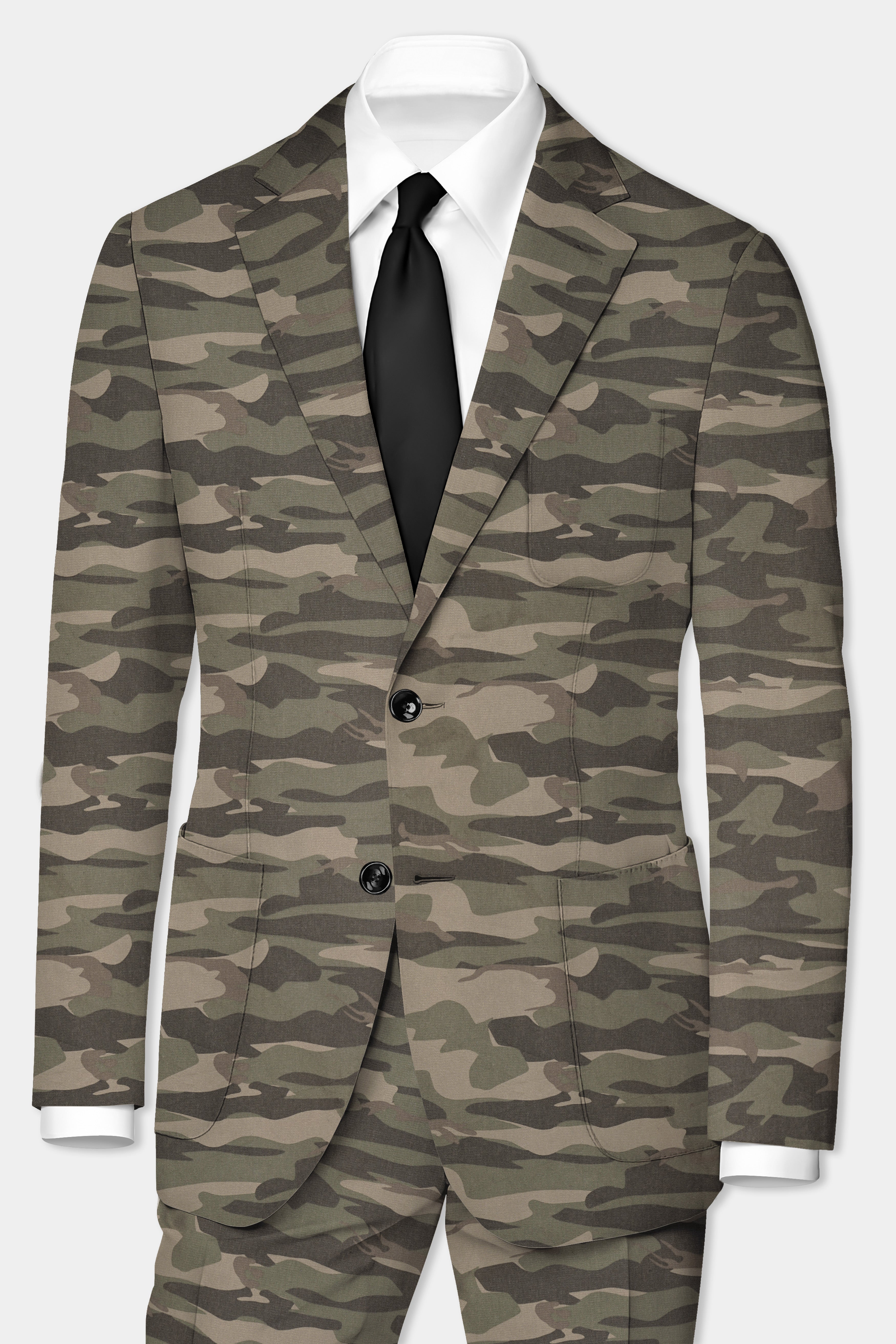 Crocodile Brown And Wenge Camouflage Printed Cotton Single Breasted Sports Blazer