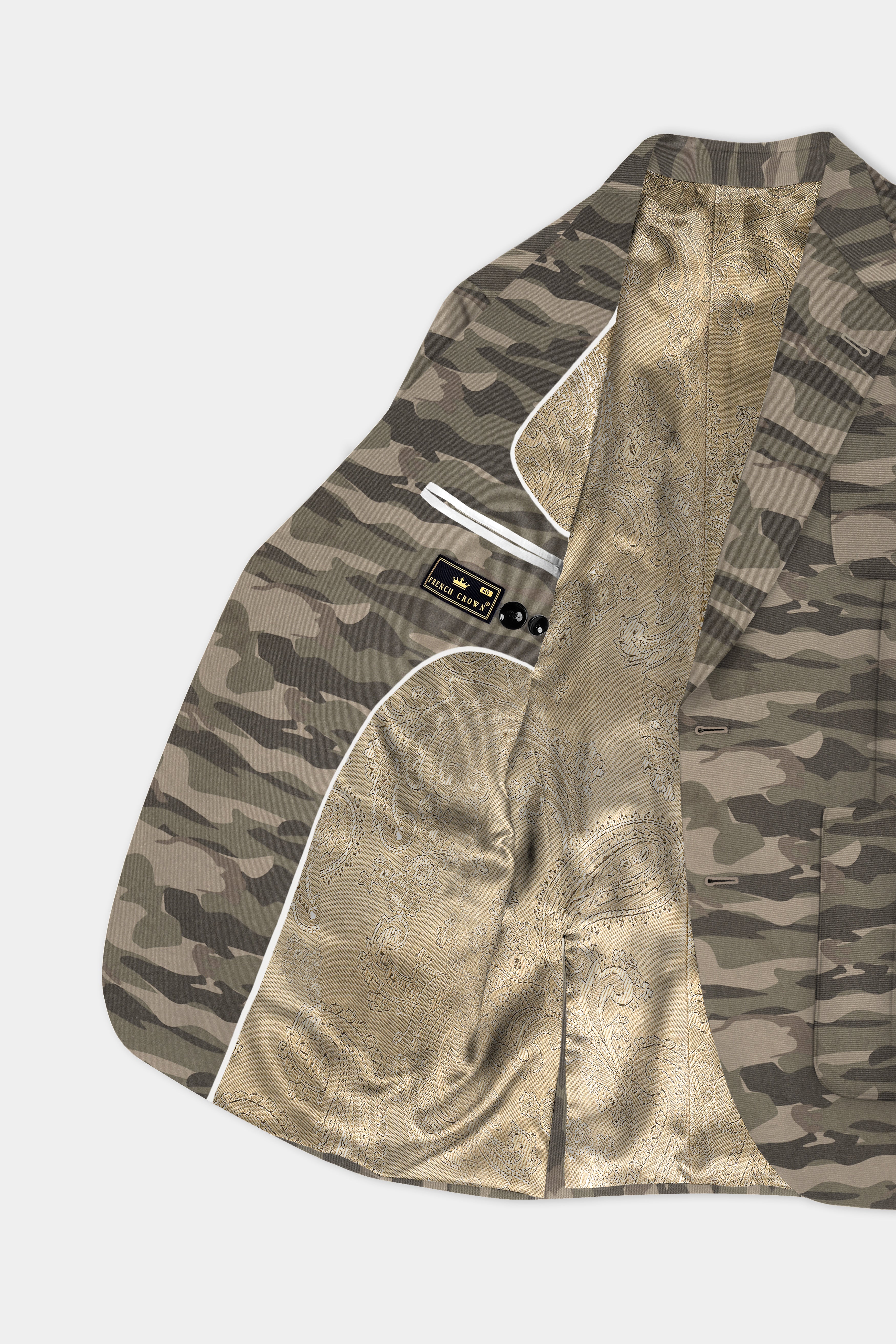 Crocodile Brown And Wenge Camouflage Printed Cotton Single Breasted Sports Blazer