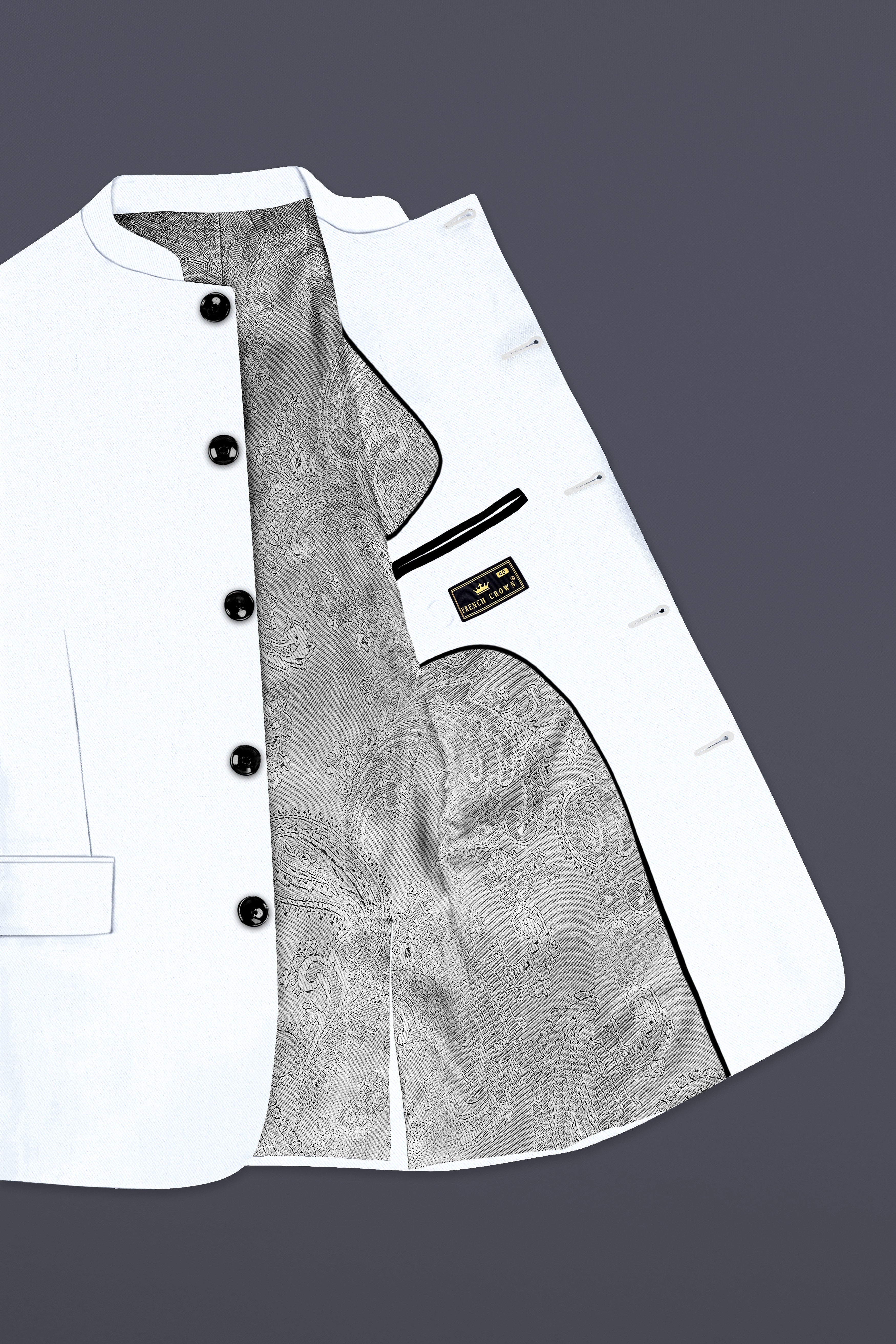 Bright White Solid Wool Rich Bandhgala Stretchable traveler Blazer