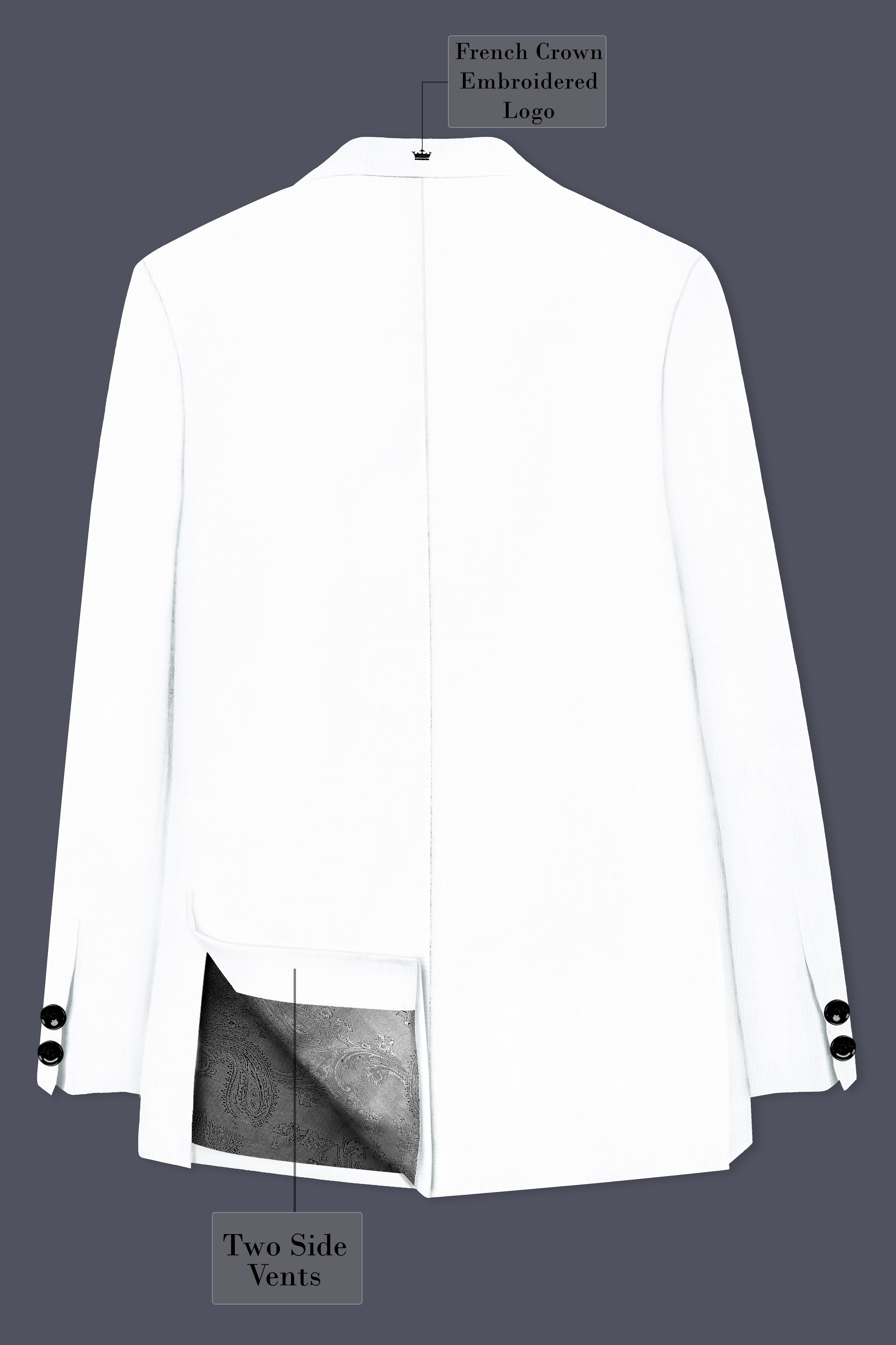 Bright White Solid Bandhgala Luxurious Linen Blazer