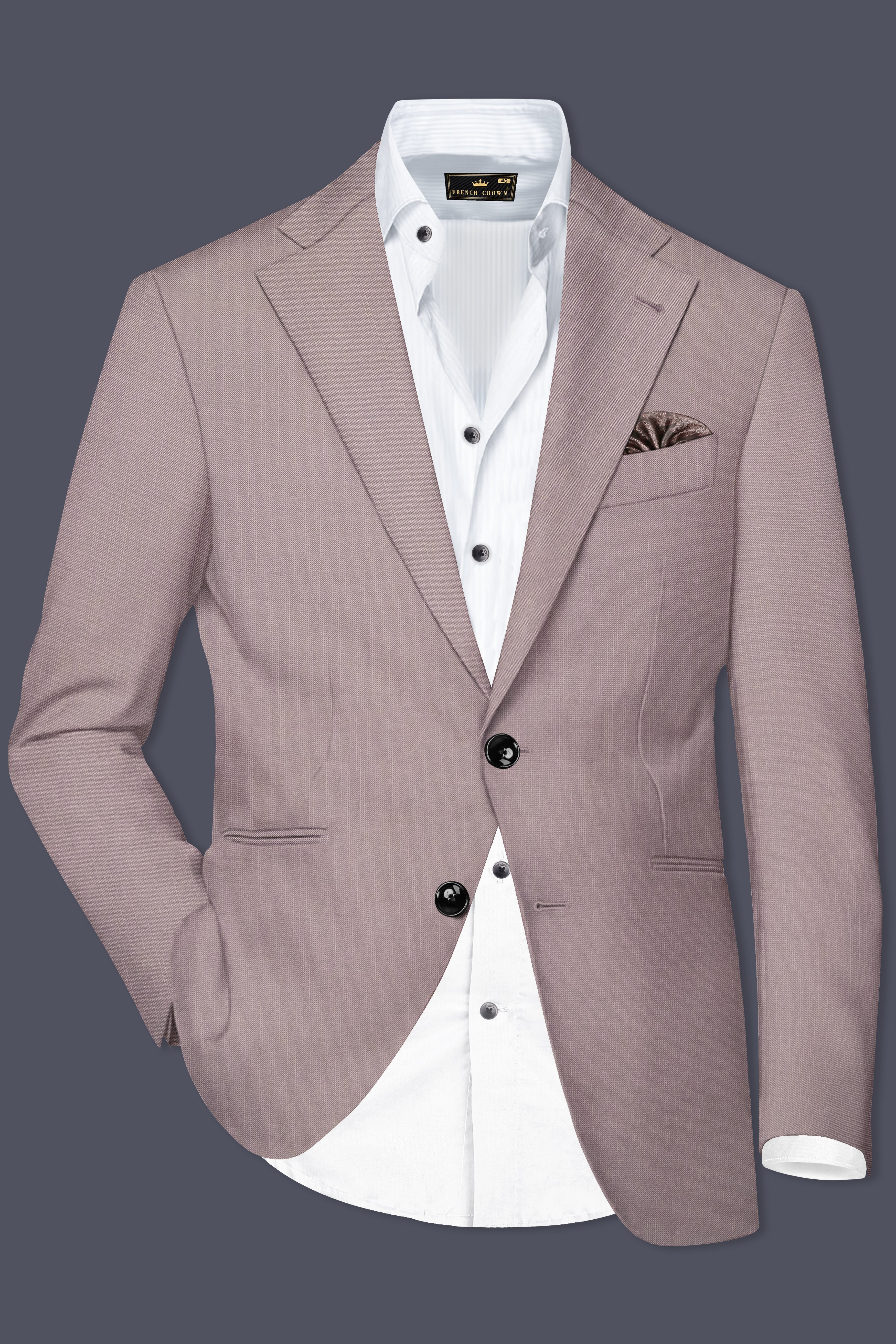 Amour-Rose Quartz Pink Solid Wool Rich Single Breasted Slight Stretch Blazer