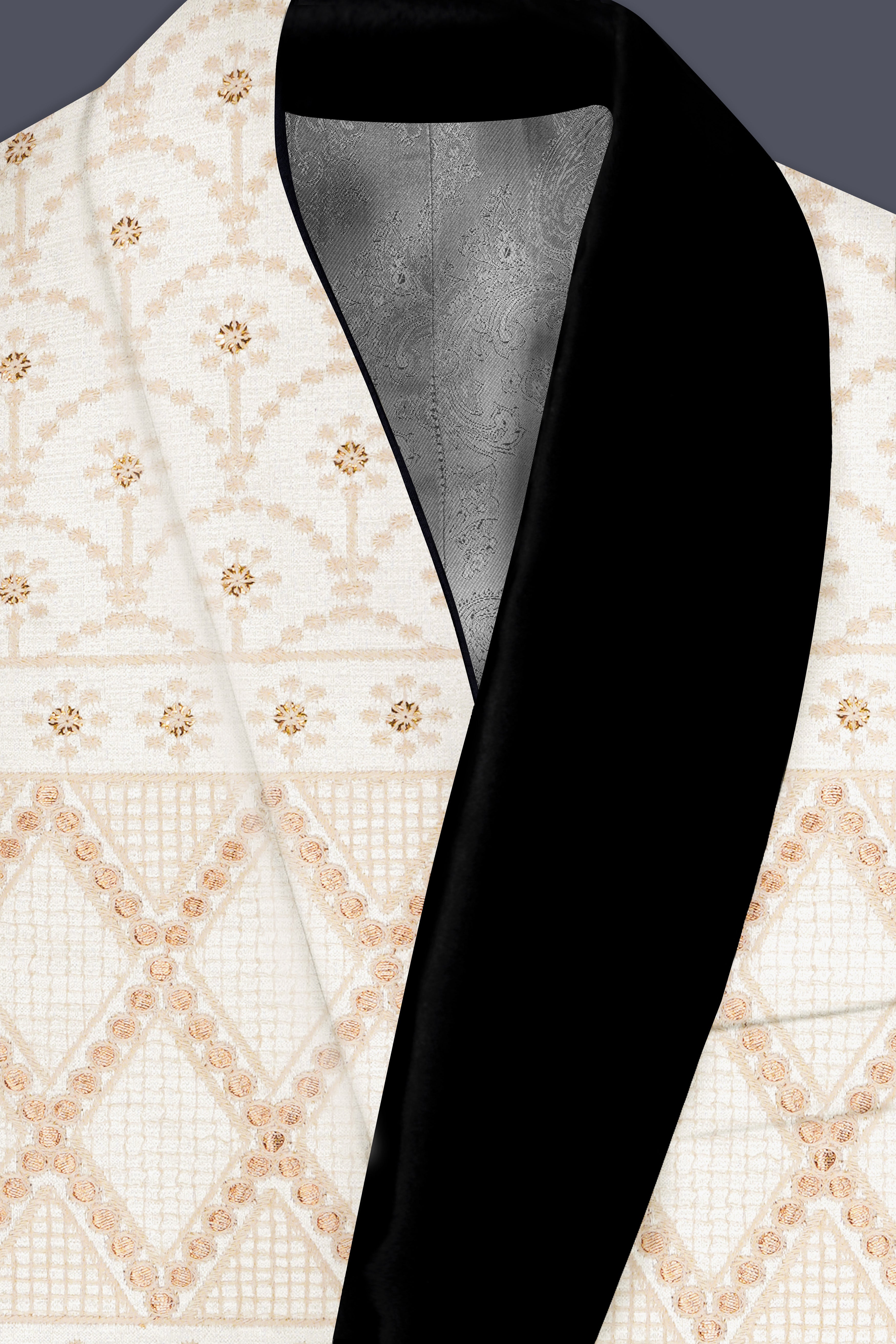 Parchment Cream thread Embroidered Tuxedo Blazer