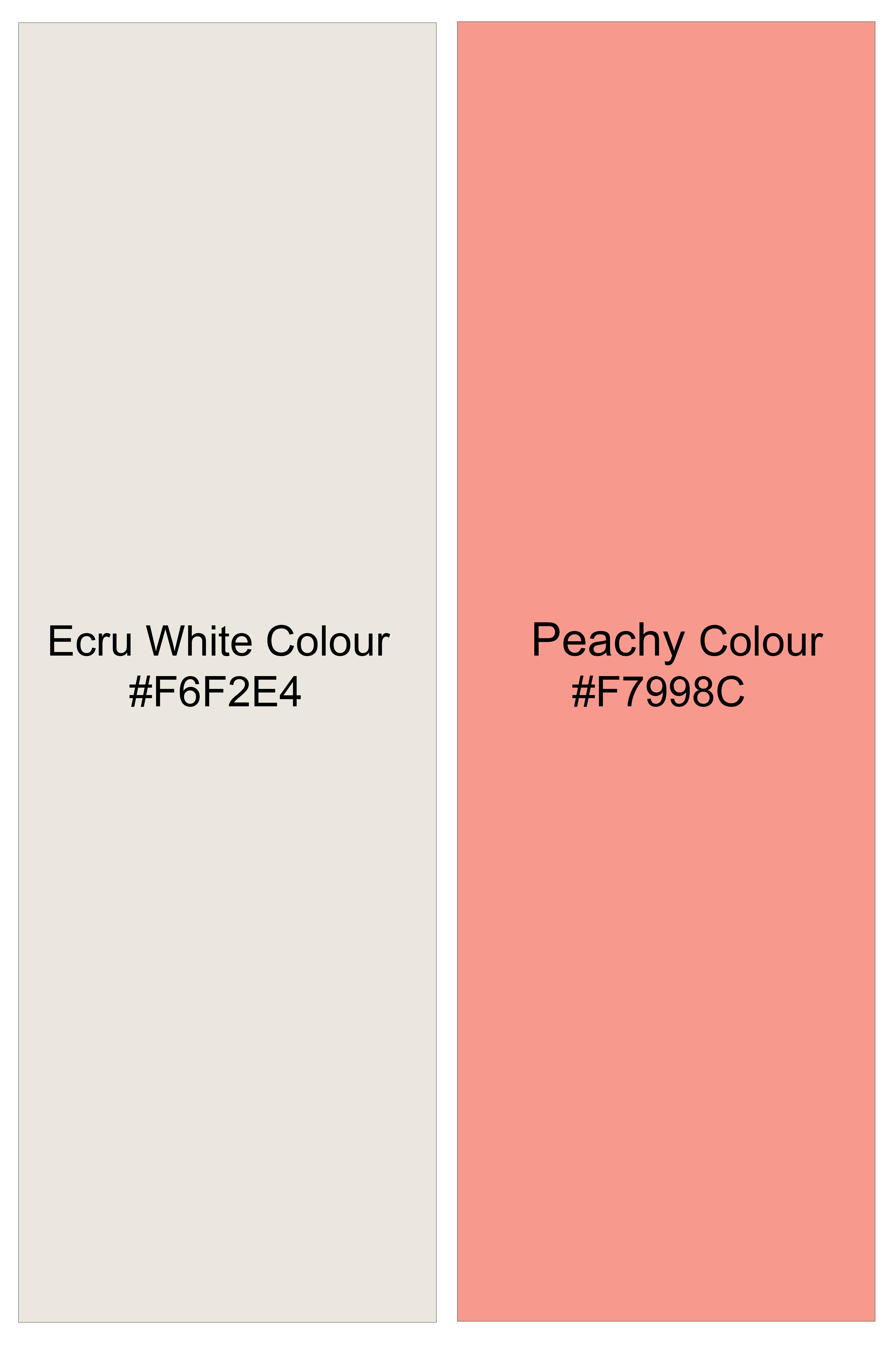 Ecru Off White And Peachy Pink Sequin and thread Embroidered Tuxedo Blazer
