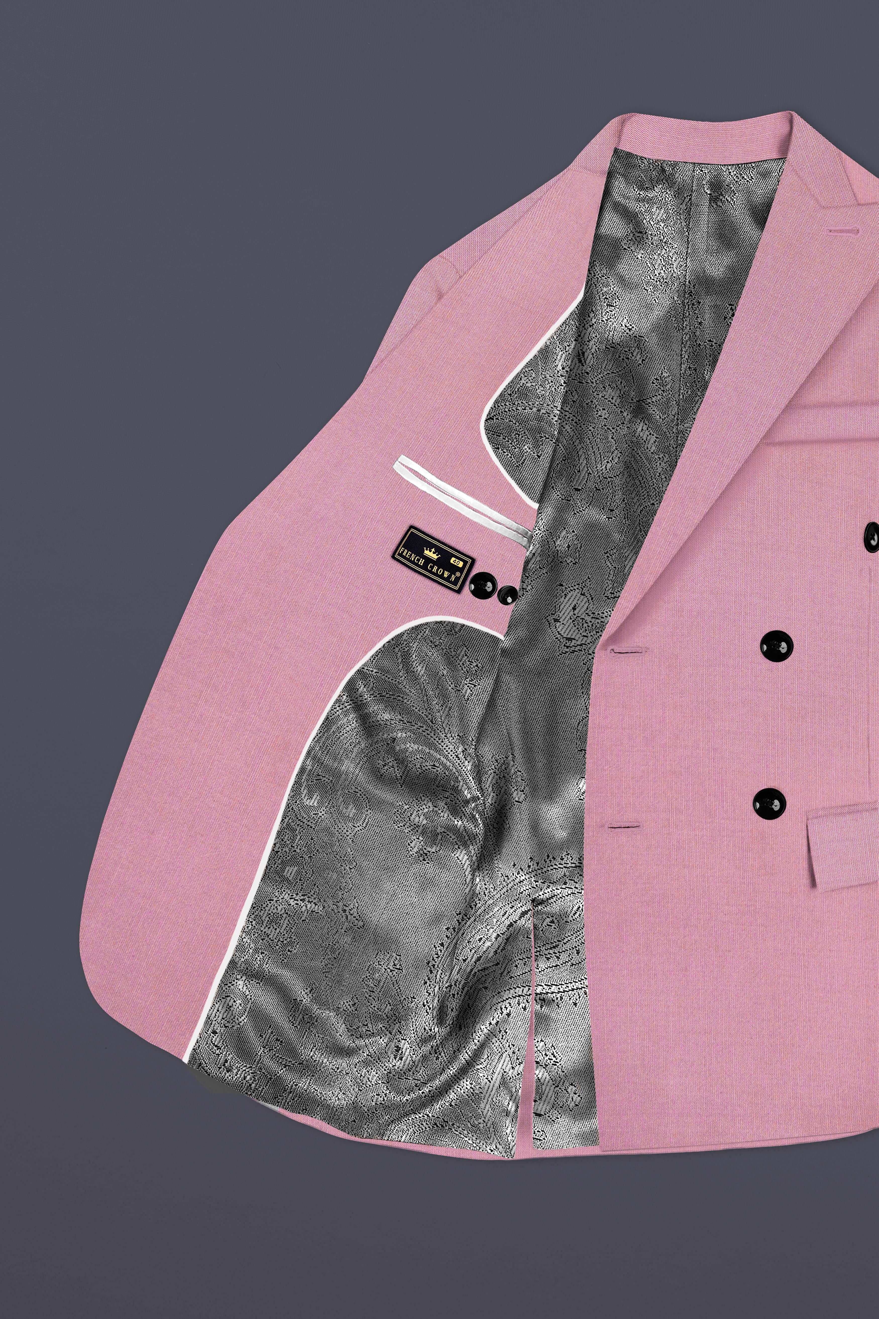 Viola Pink Solid Wool Rich Double Breasted Stretchable traveler Blazer