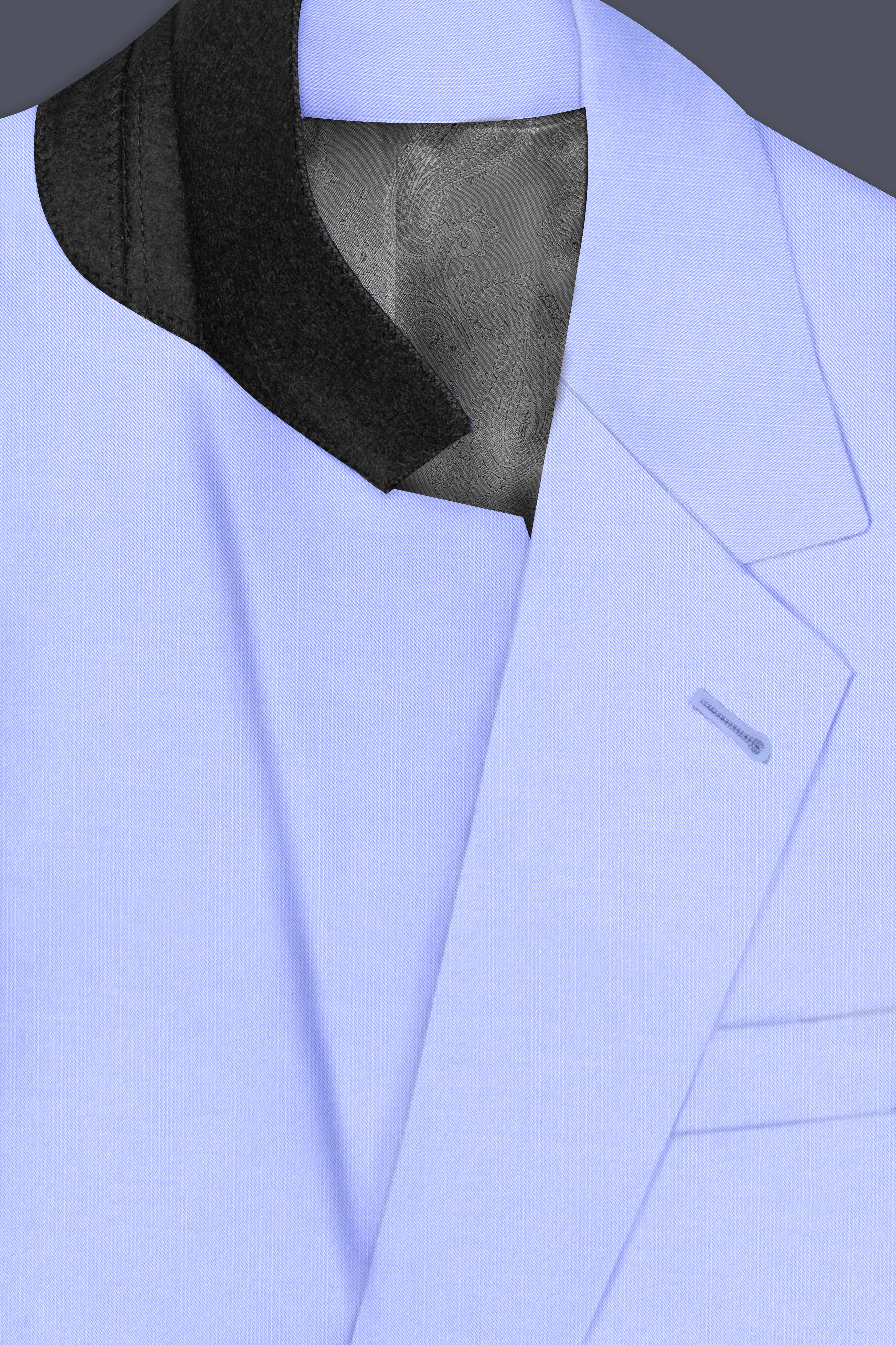 Periwinkle Blue Solid Wool Rich Single Breasted Slight Stretch Blazer