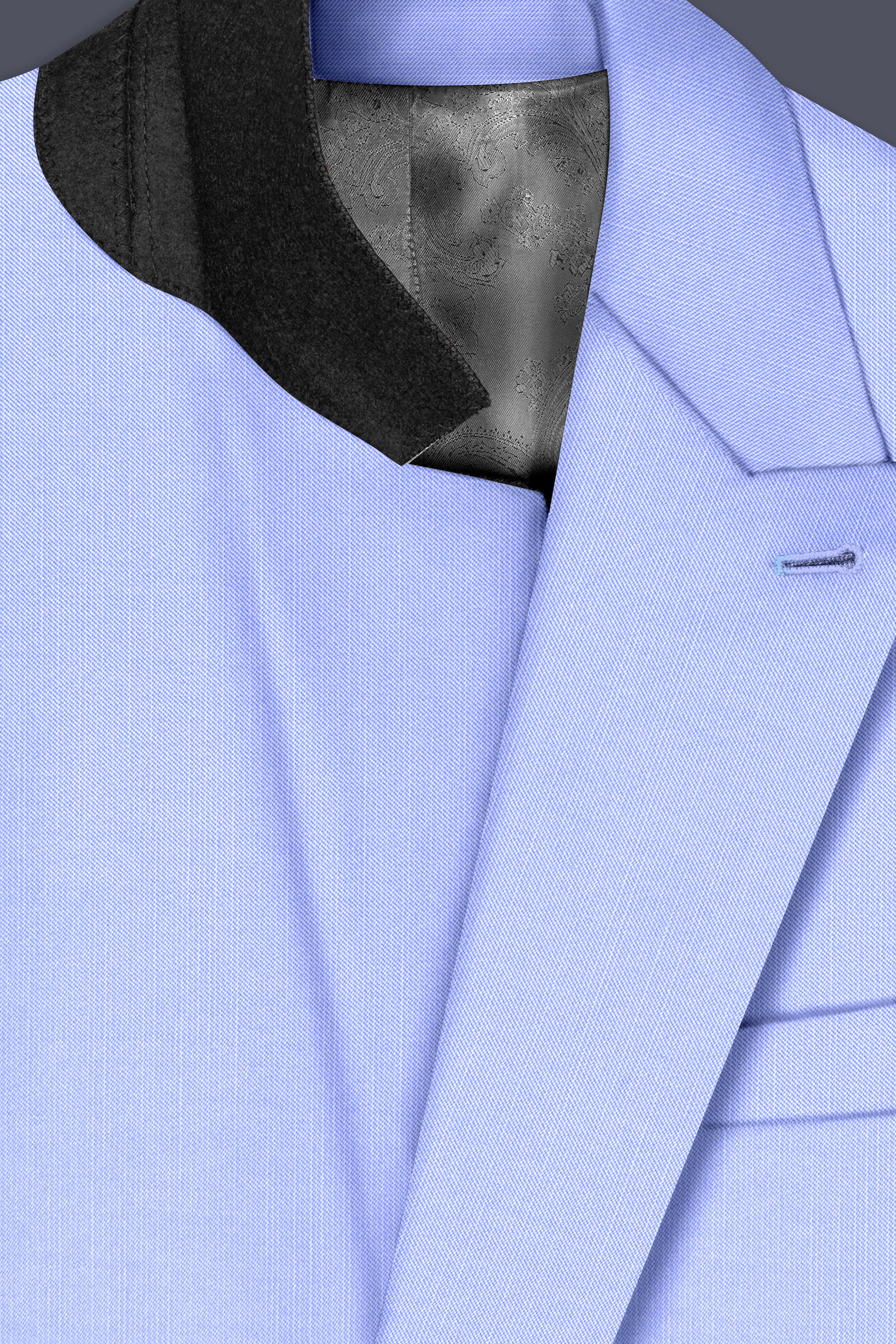 Periwinkle Blue Solid Wool Rich Double Breasted Stretchable traveler Blazer