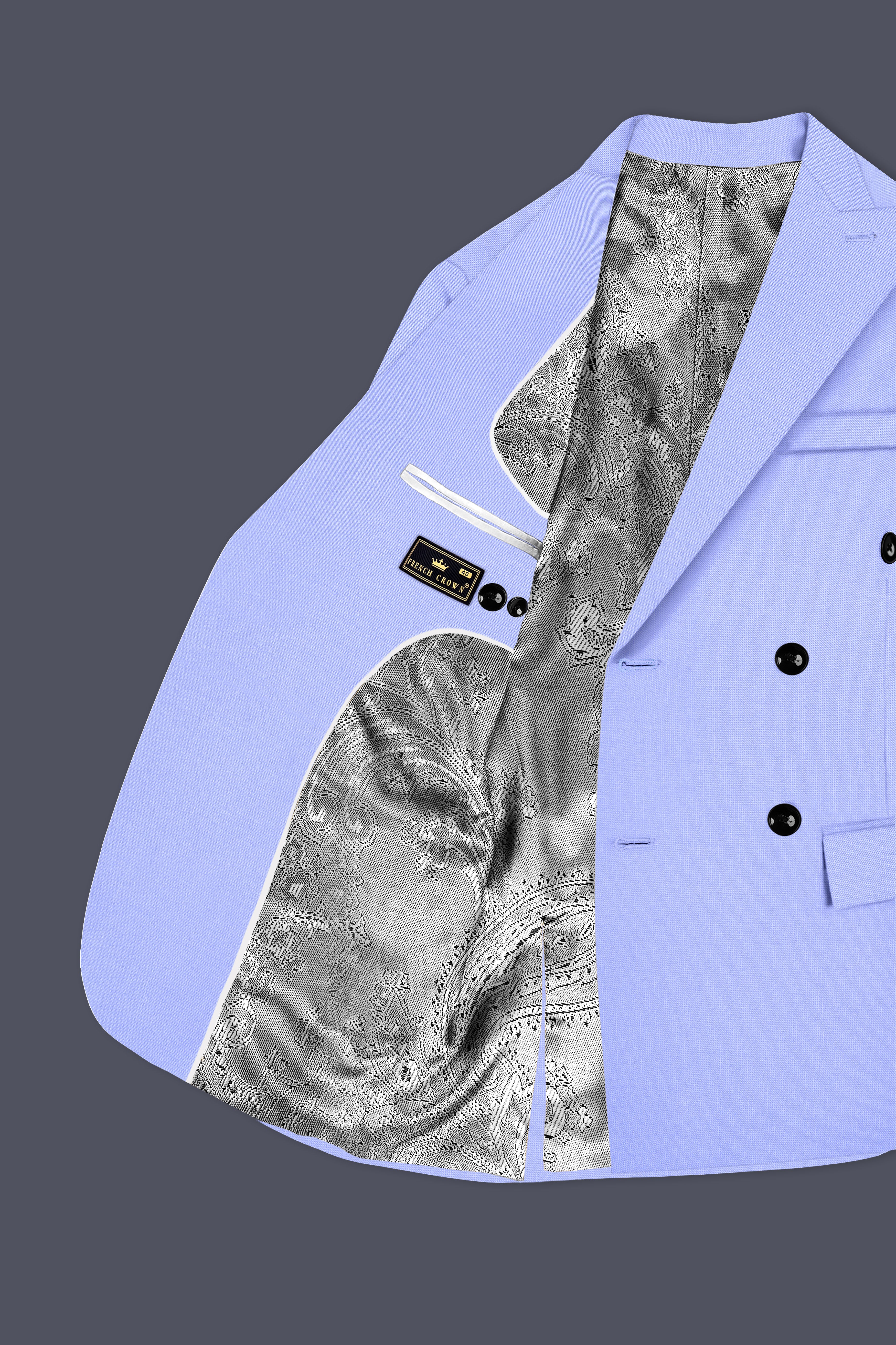 Periwinkle Blue Solid Wool Rich Double Breasted Stretchable traveler Blazer