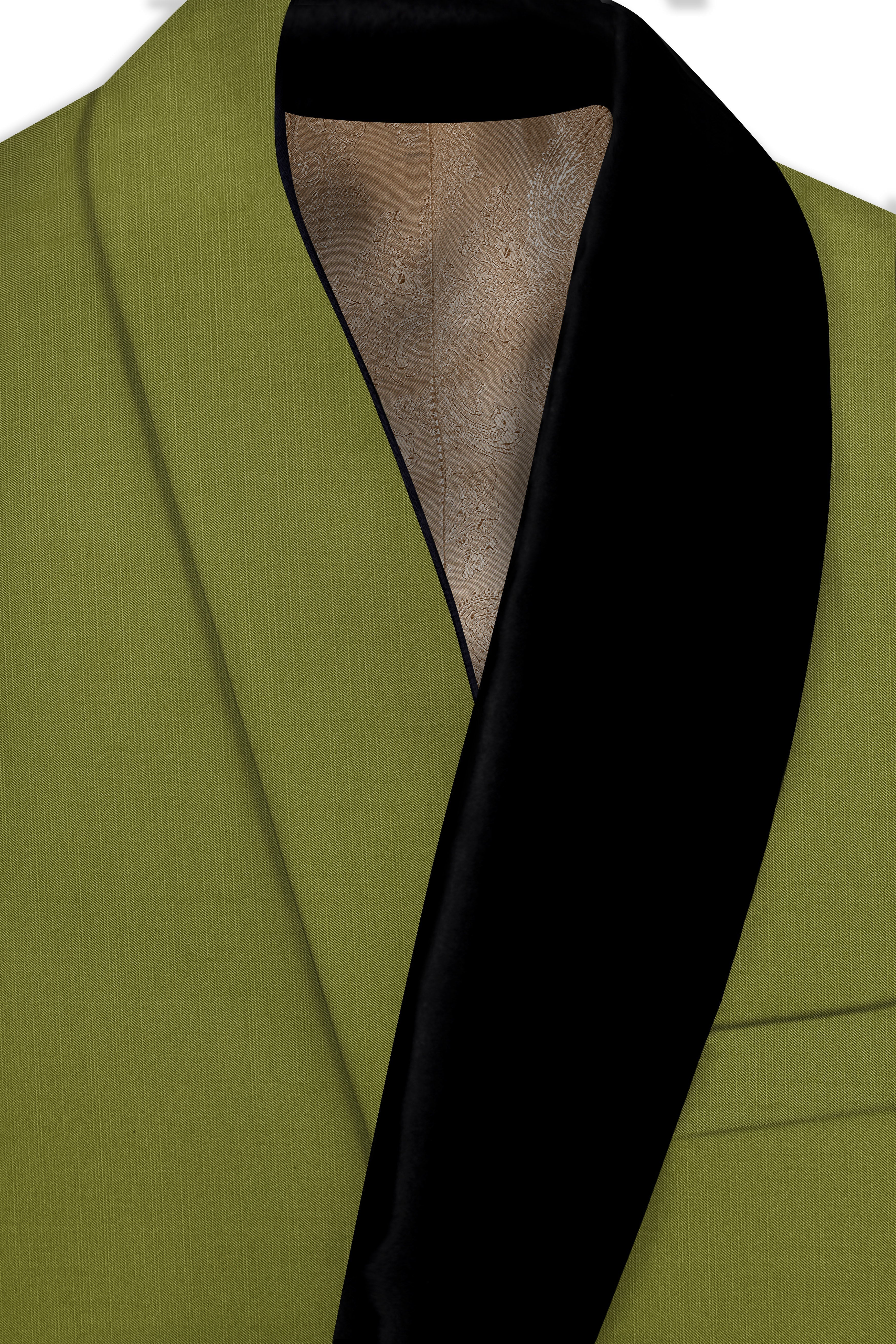 Glade-Muddy Green Wool Rich Tuxedo Slight Stretch Blazer
