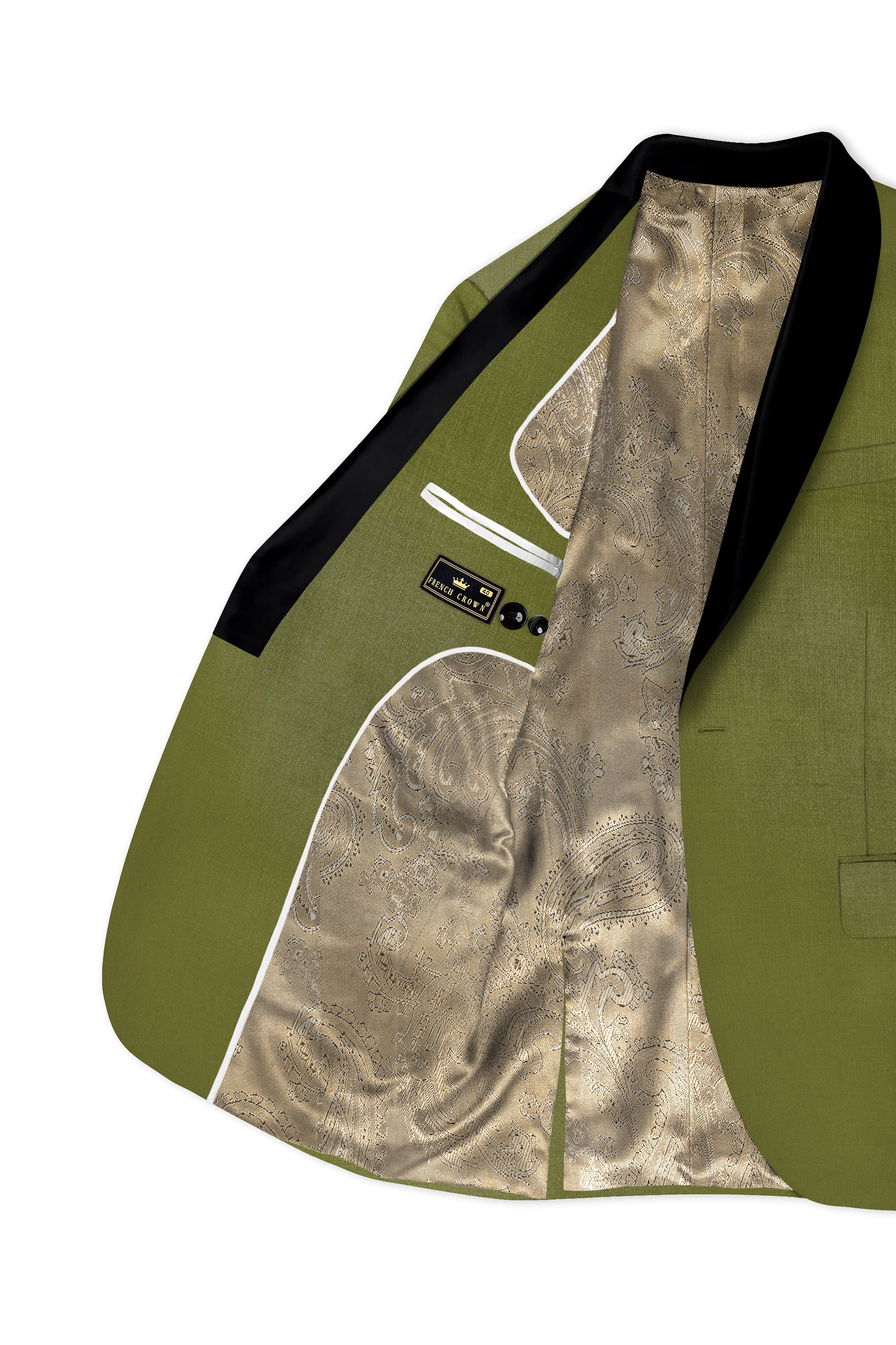 Glade-Muddy Green Wool Rich Tuxedo Slight Stretch Blazer