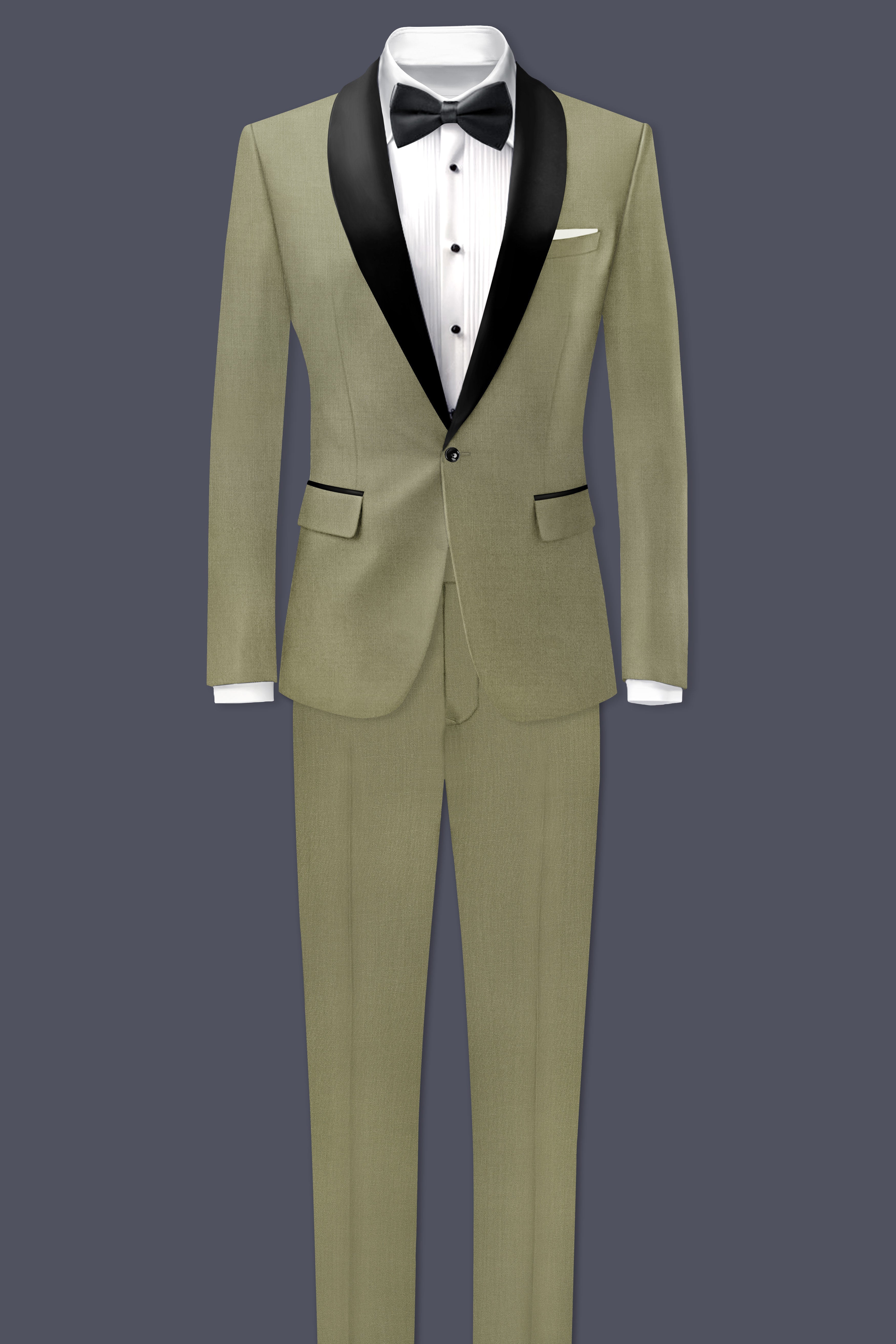 Citron-Lemon Grass Green Wool Rich Tuxedo Slight Stretch Blazer
