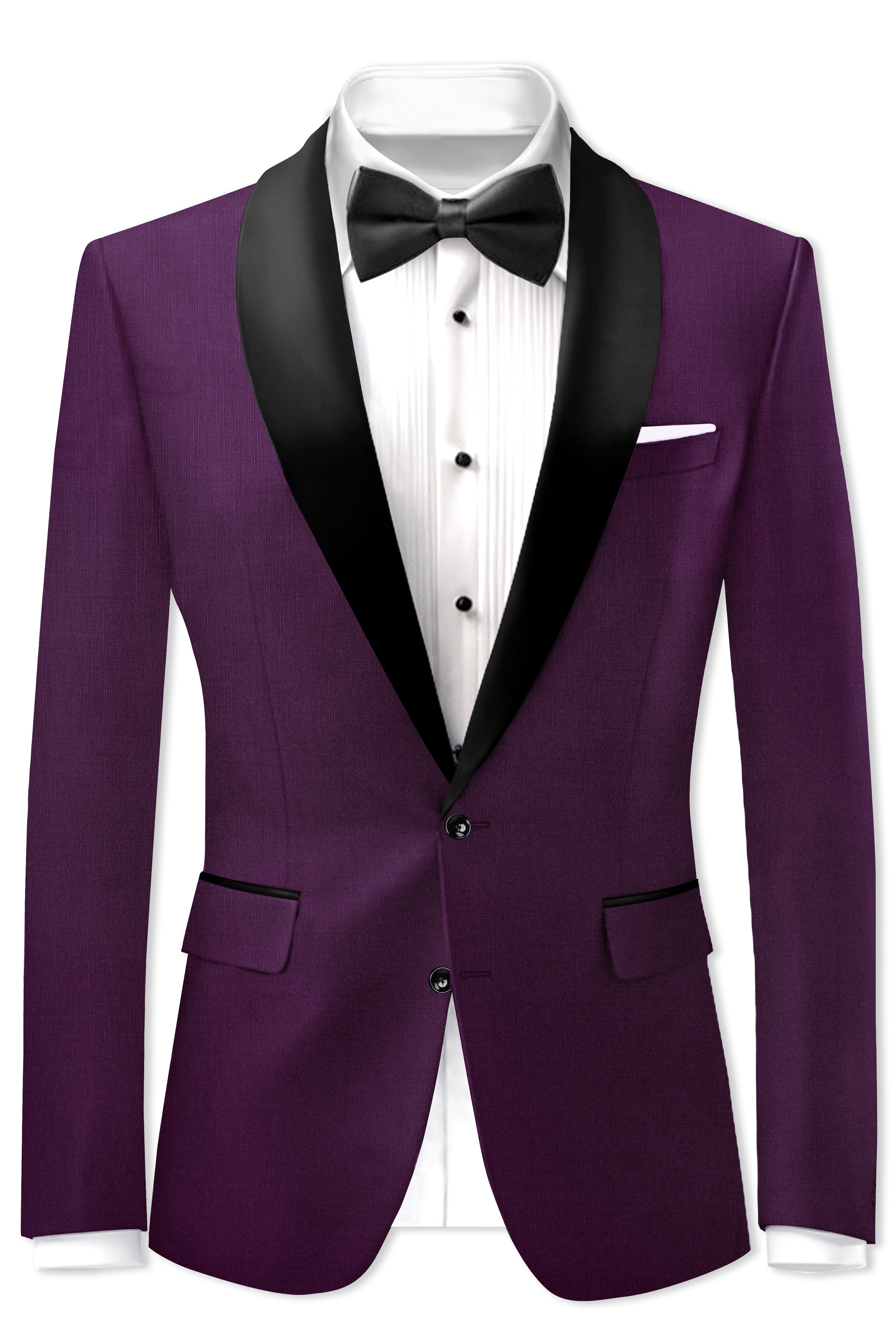 Orchid-Grape Purple Wool Rich Tuxedo Slight Stretch Blazer
