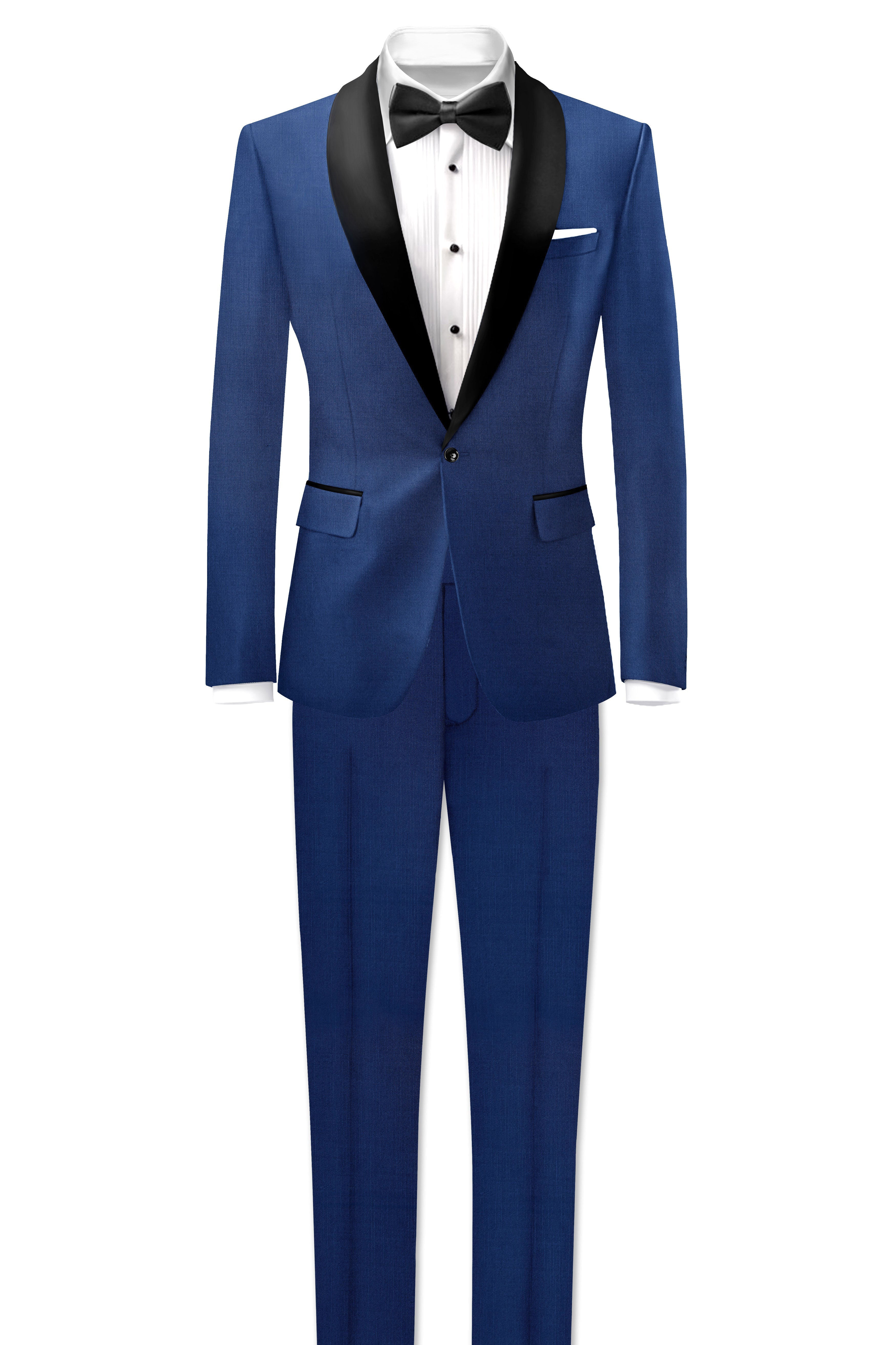 Marinoir-Cello Blue Wool Rich Tuxedo Slight Stretch Blazer