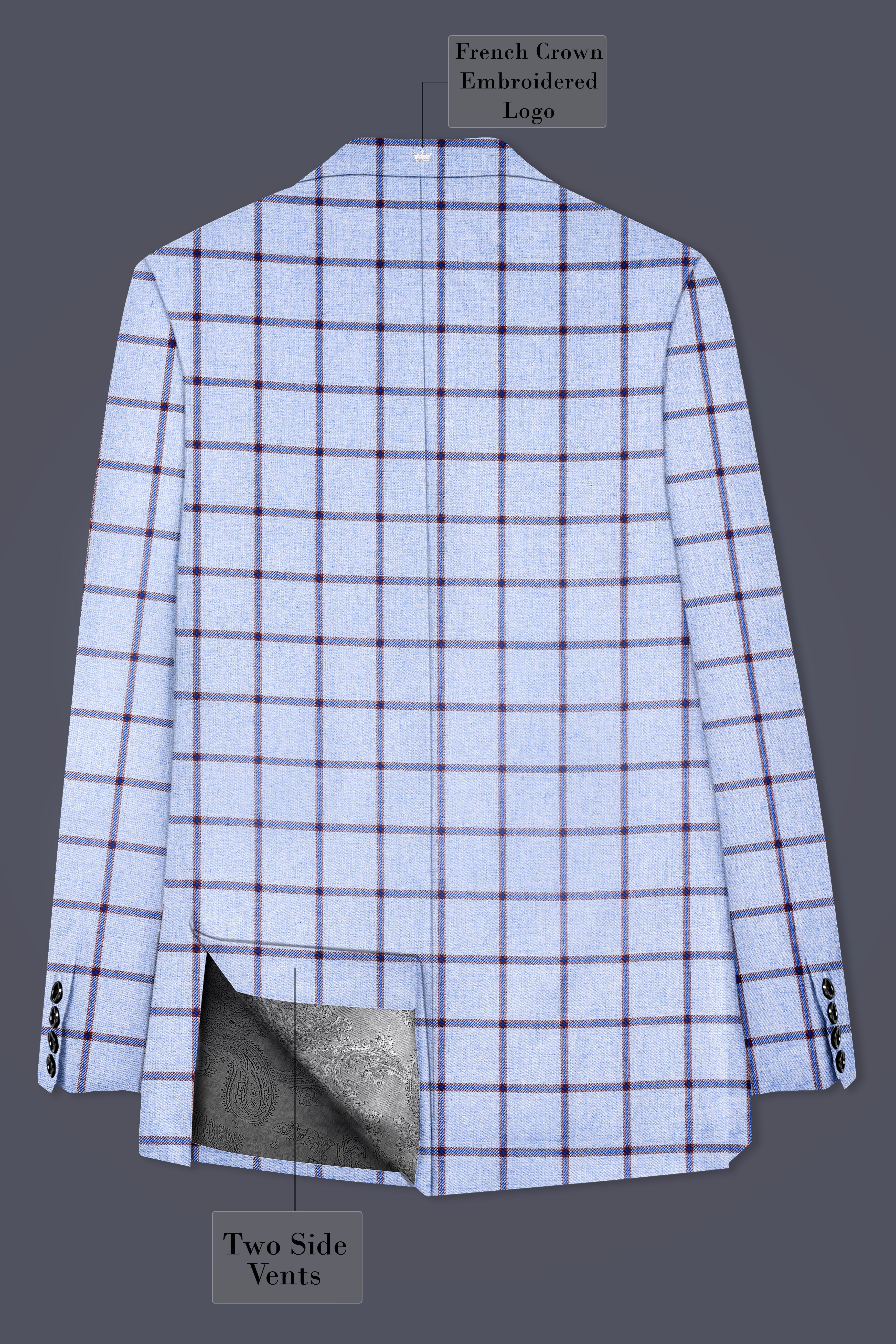 Mistrel-Spun Pearl Gray Windows Wool Rich Double Breasted Blazer