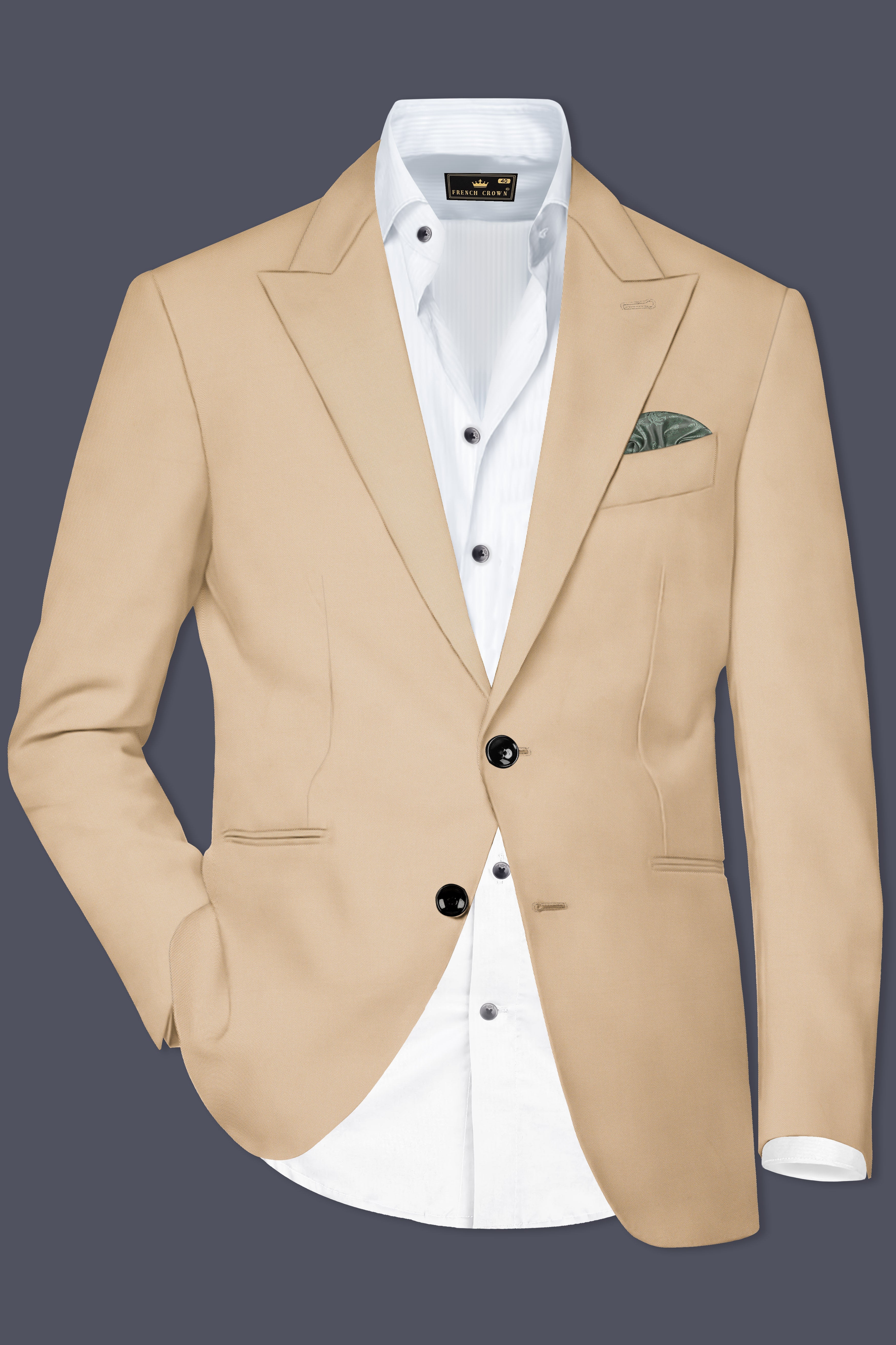 Beauroan-Sandrift Brown Premium Cotton Single Breasted Blazer