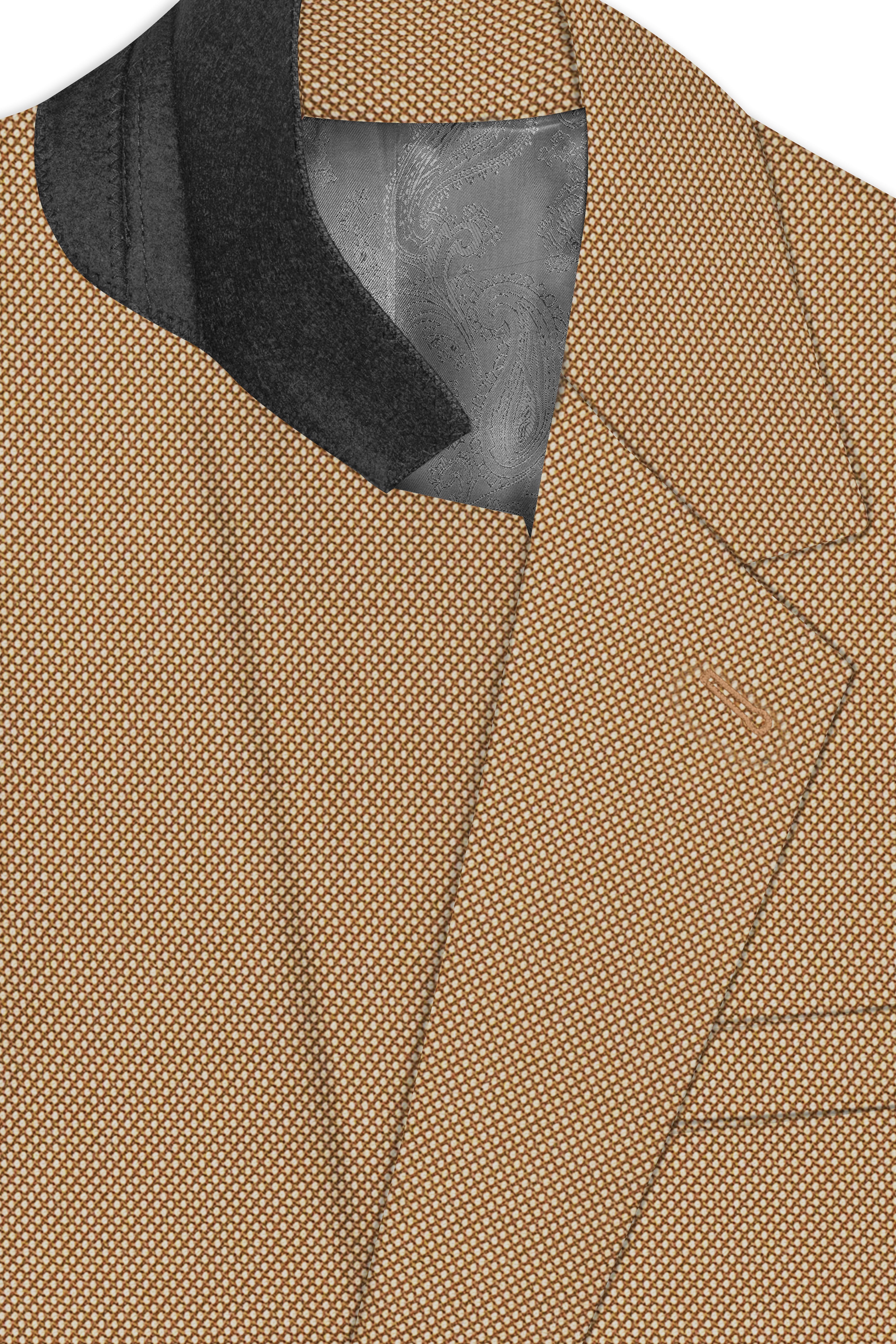 Aurenzo-Muesli Brown Textured Wool Rich Single Breasted Blazer
