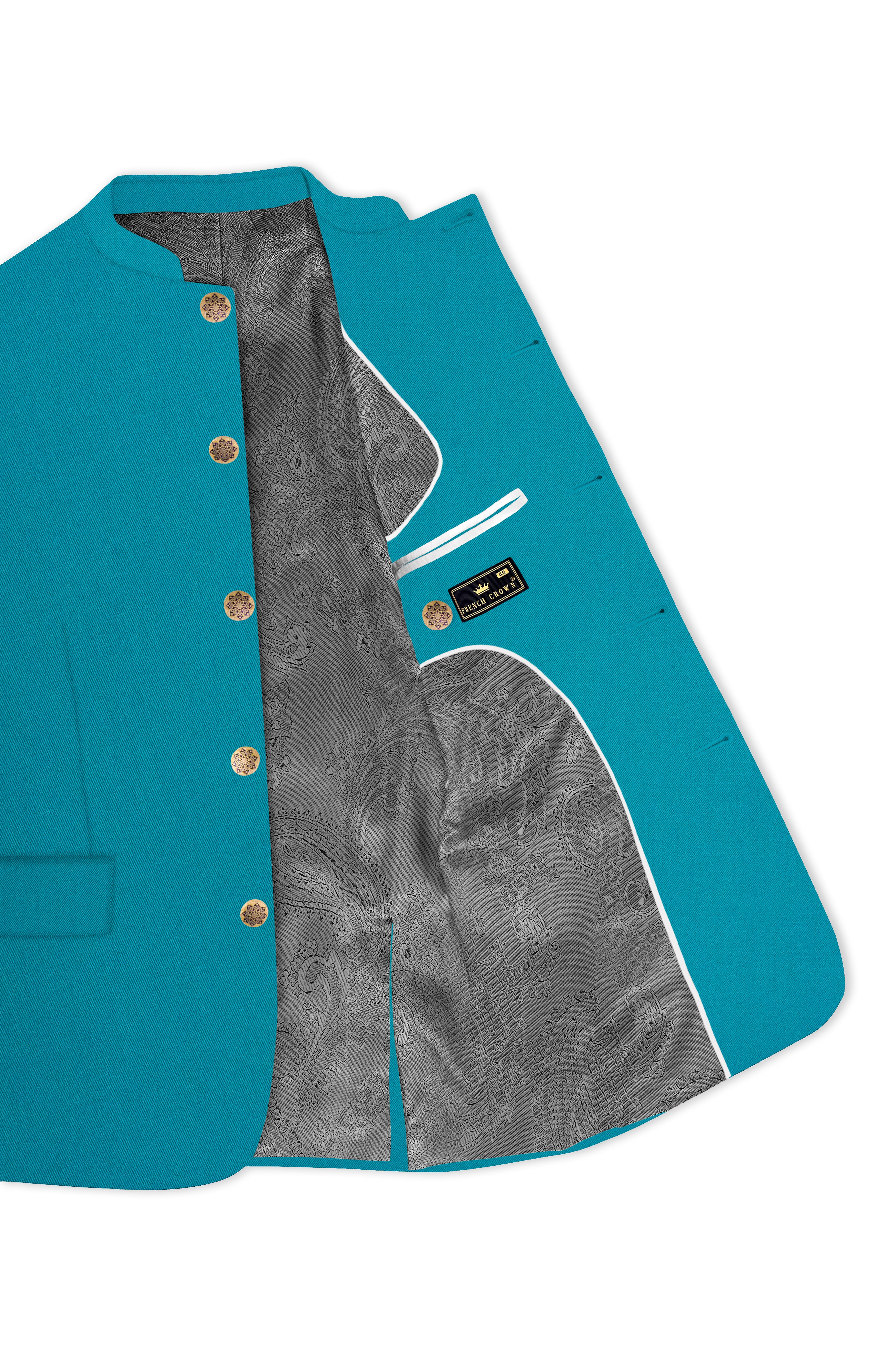 Zephir-Surfie Green Wool Rich Bandhgala Stretchable Traveler Blazer