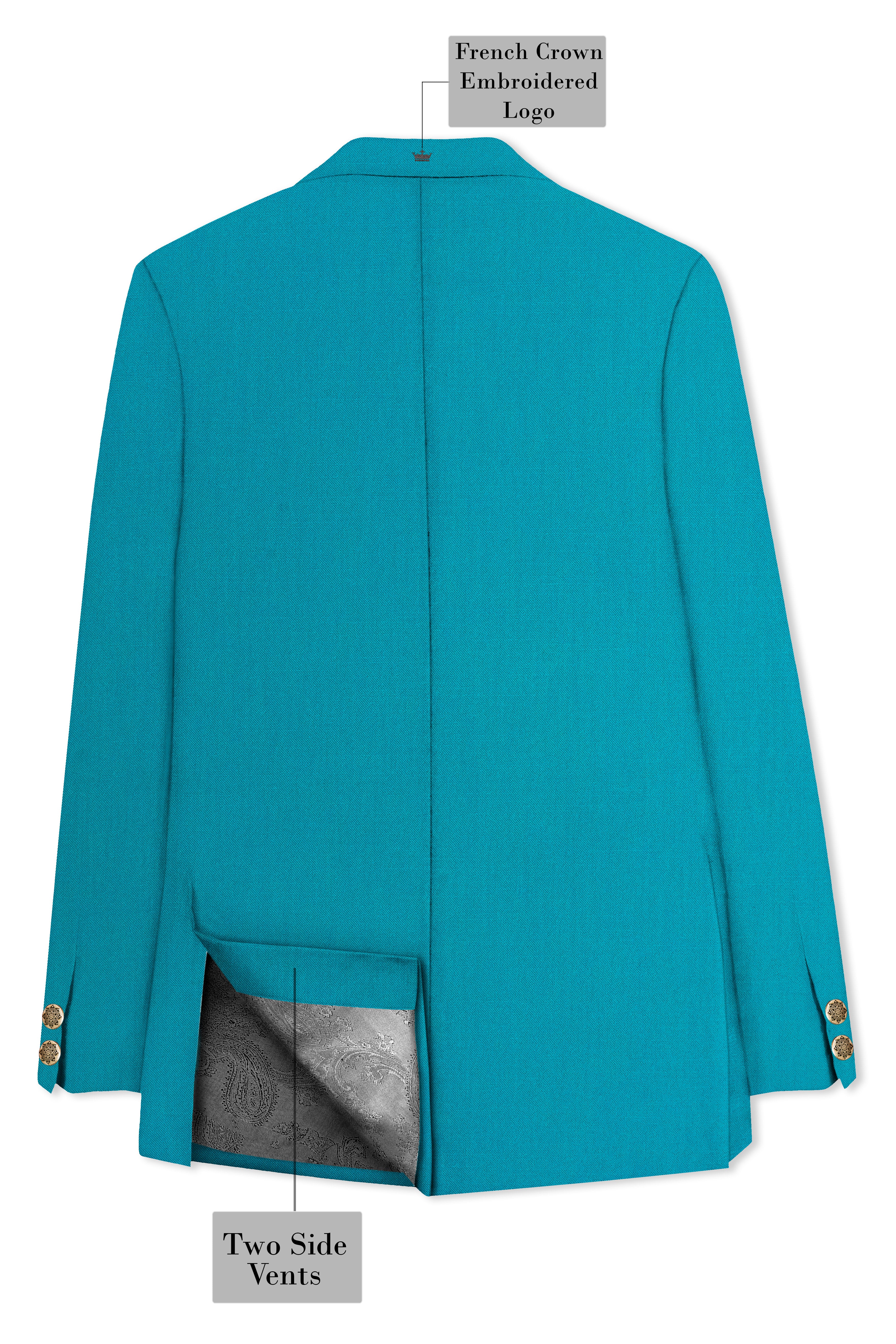 Zephir-Surfie Green Wool Rich Bandhgala Stretchable Traveler Blazer
